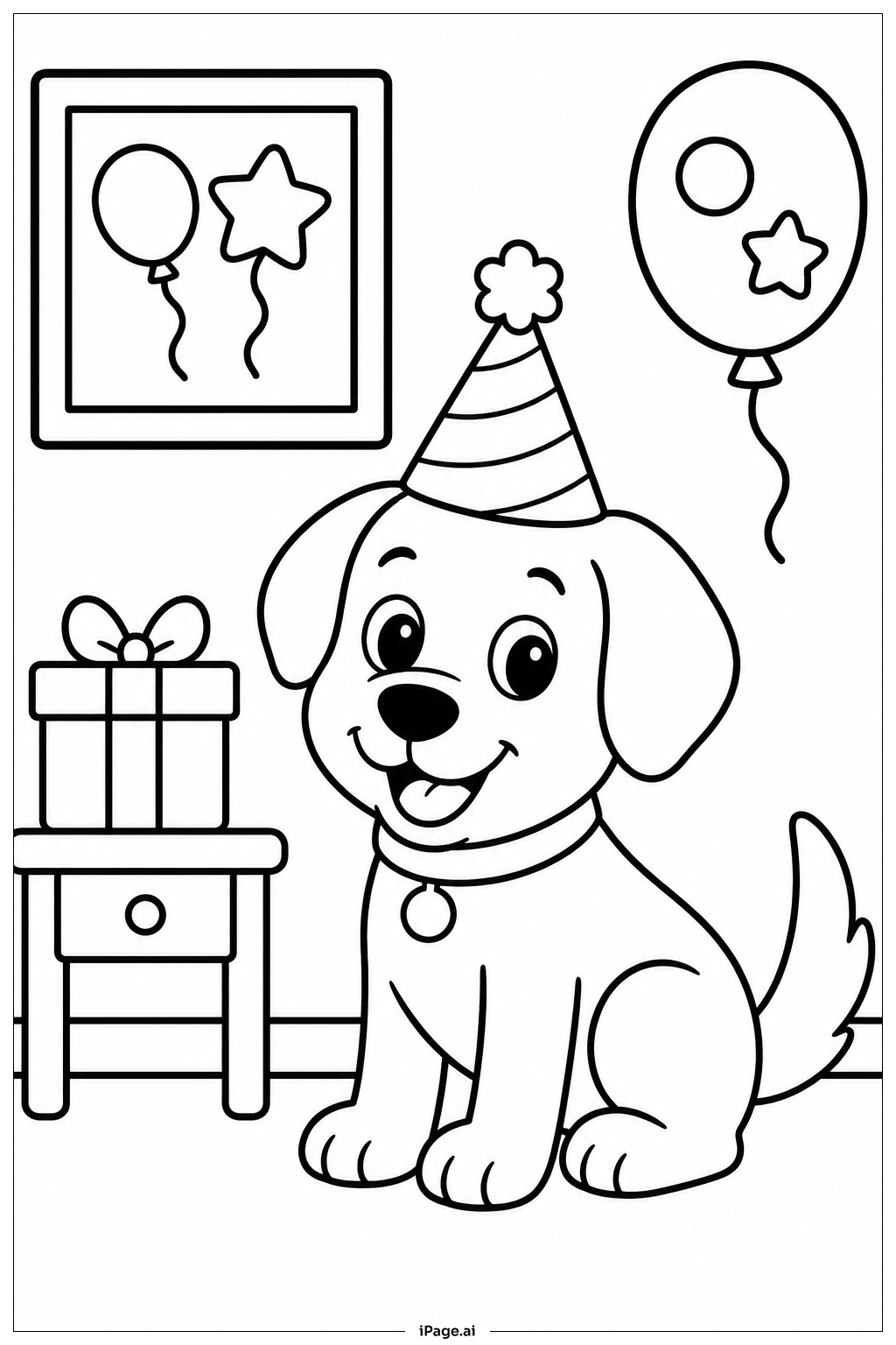  Happy Birthday Animal Hat Coloring Page 