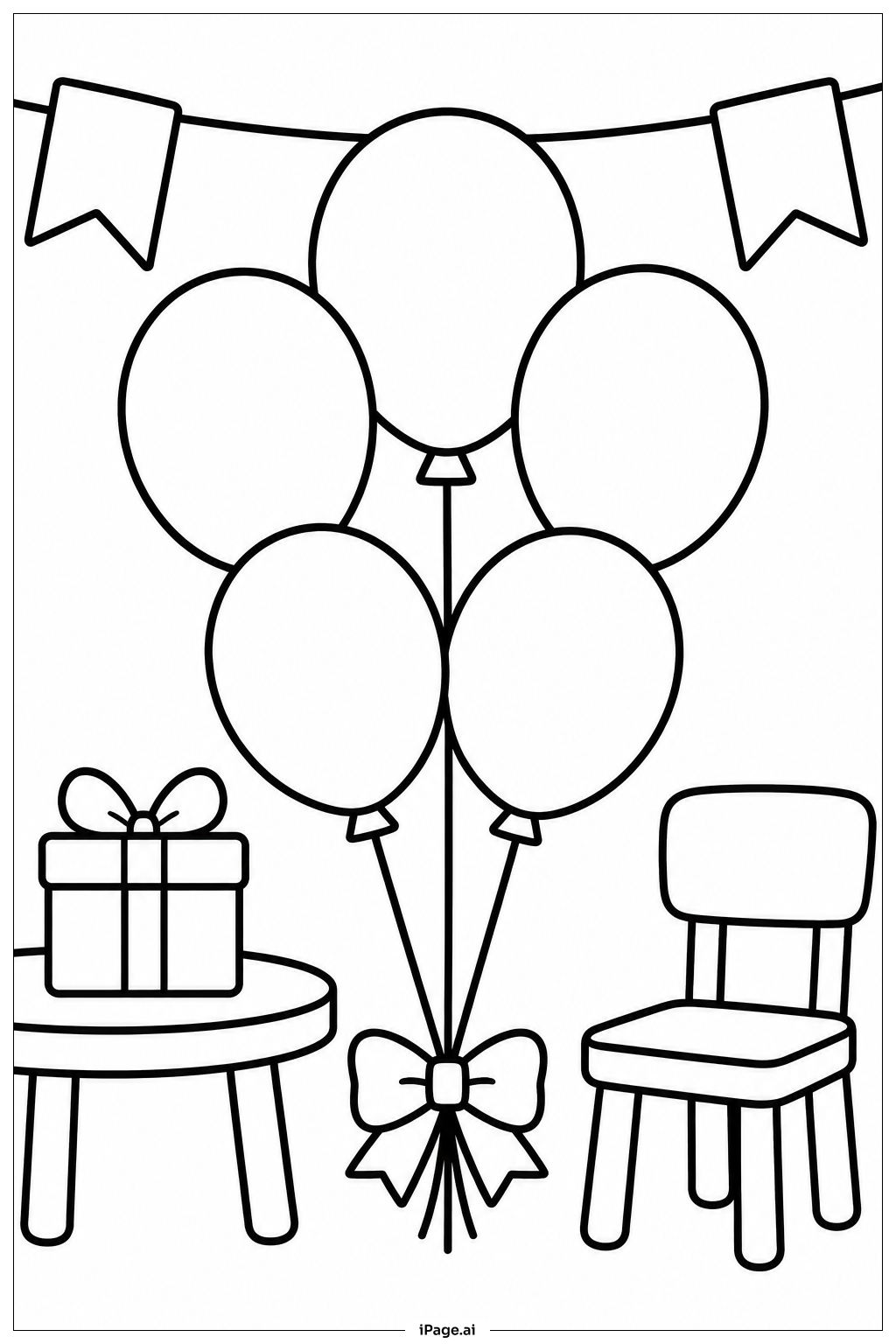  Happy Birthday Balloon Cluster Coloring Page 