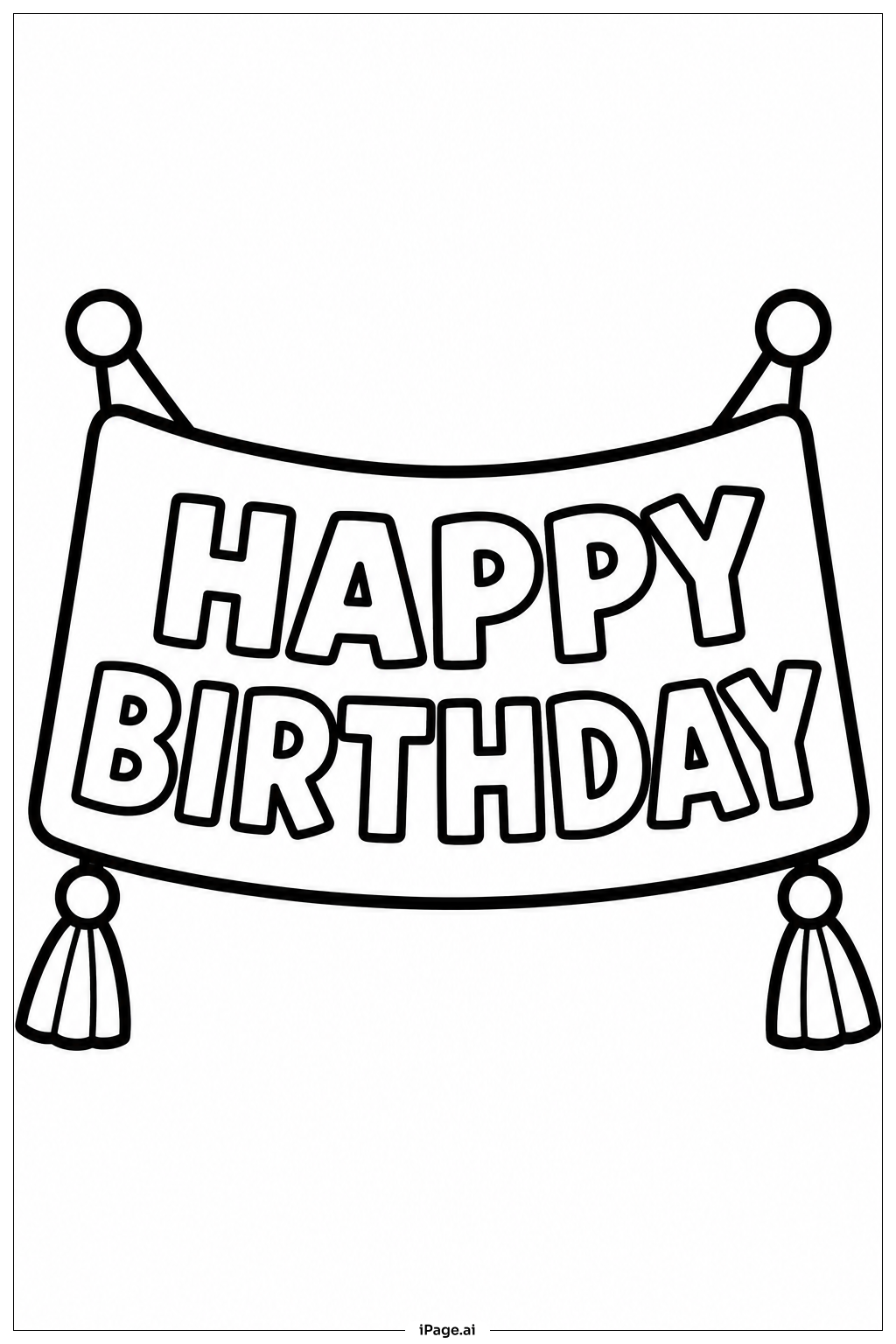  생일 축하 배너 색칠공부 페이지 