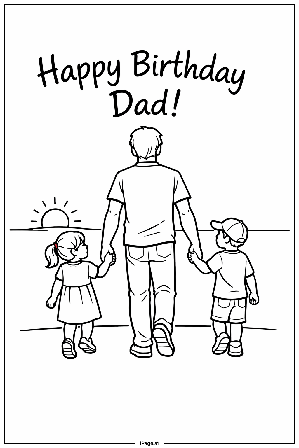  Trang tô màu Chúc Mừng Sinh Nhật Bố Và Các Con 