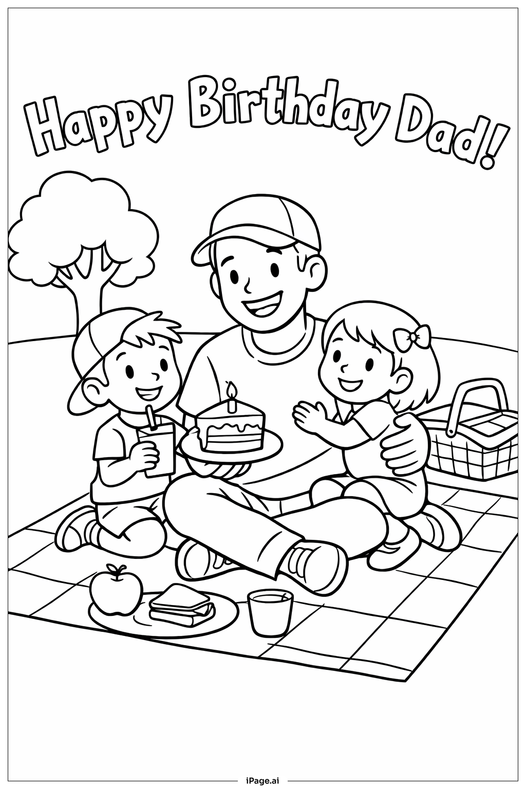  Trang tô màu Chúc Mừng Sinh Nhật Bố Buổi Dã Ngoại 