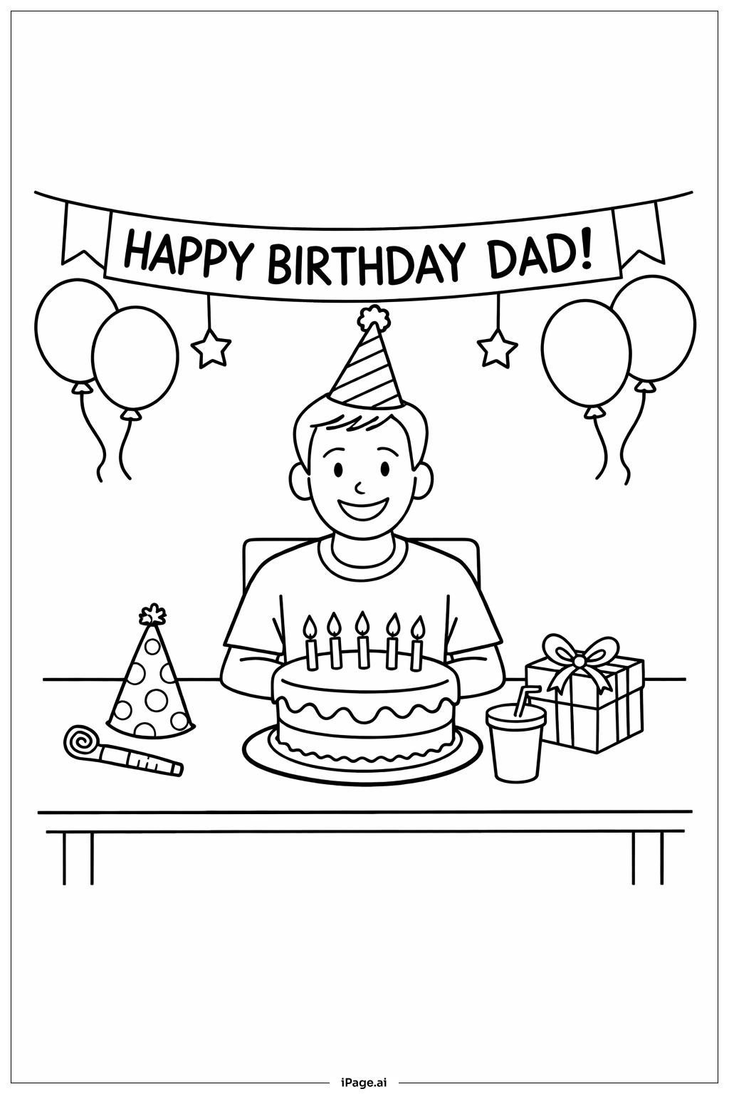  Trang tô màu Bàn Sinh Nhật Ba Vui Vẻ 