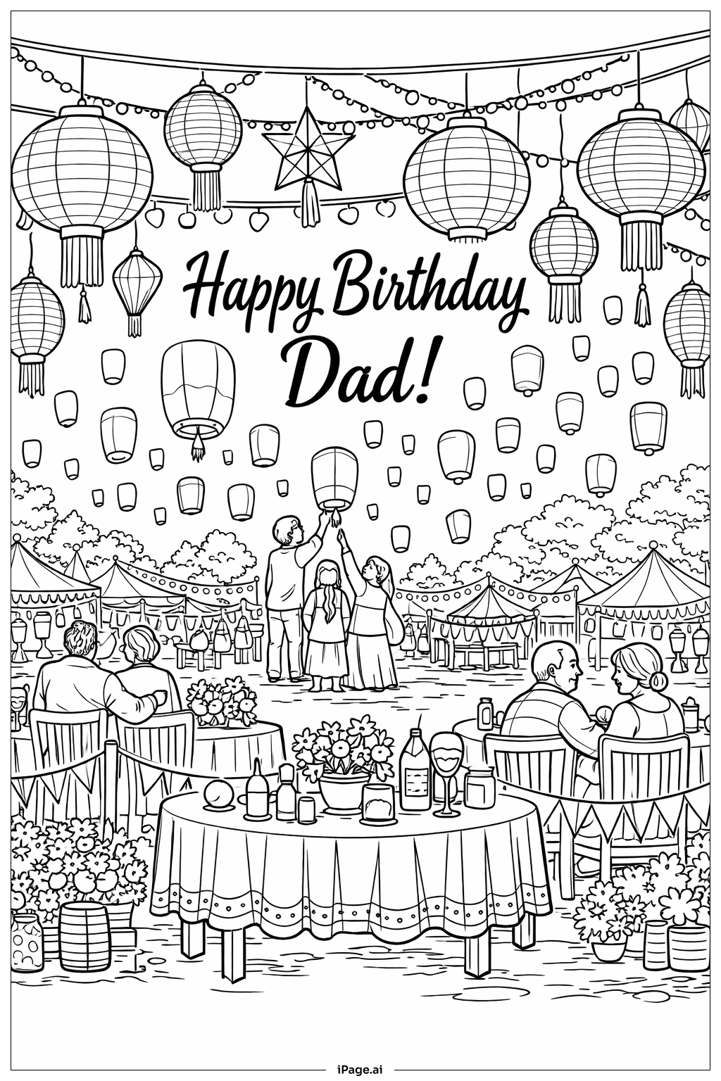 Sinh nhật vui vẻ của ba trong lễ hội đèn lồng buổi tối