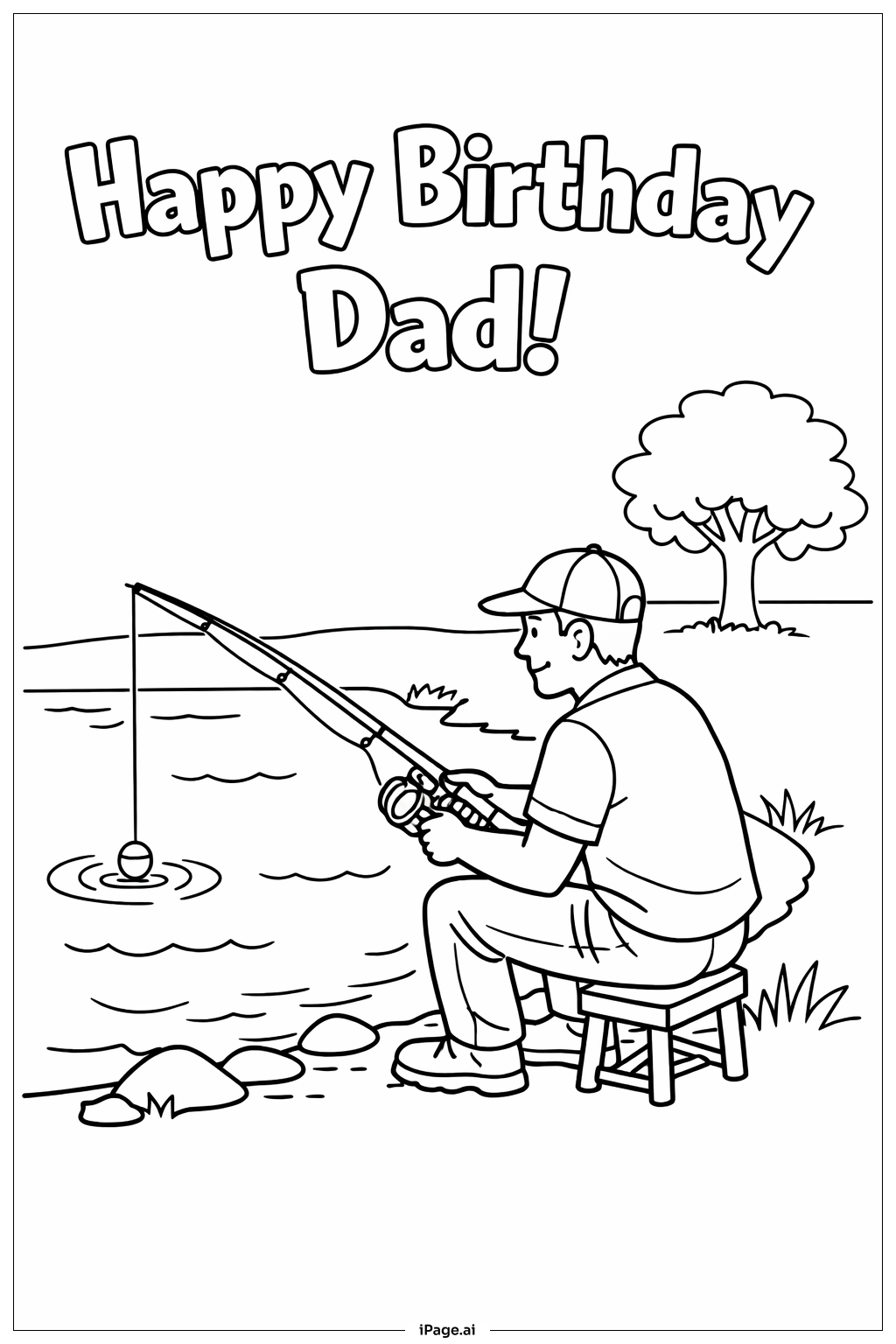  Trang tô màu Chuyến Đi Câu Cá Chúc Mừng Sinh Nhật Ba 