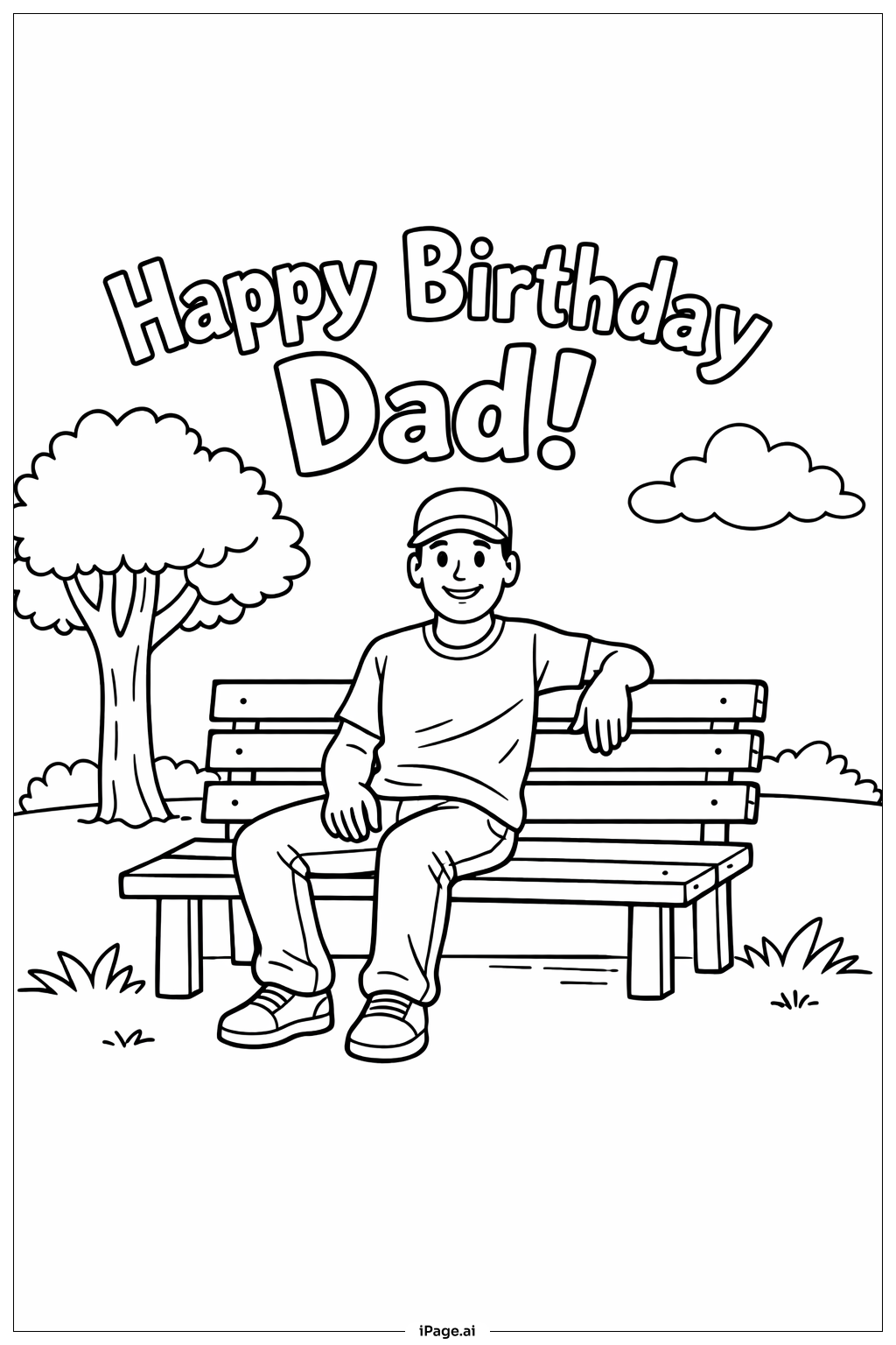  Trang tô màu Chúc Mừng Sinh Nhật Bố Trong Công Viên 