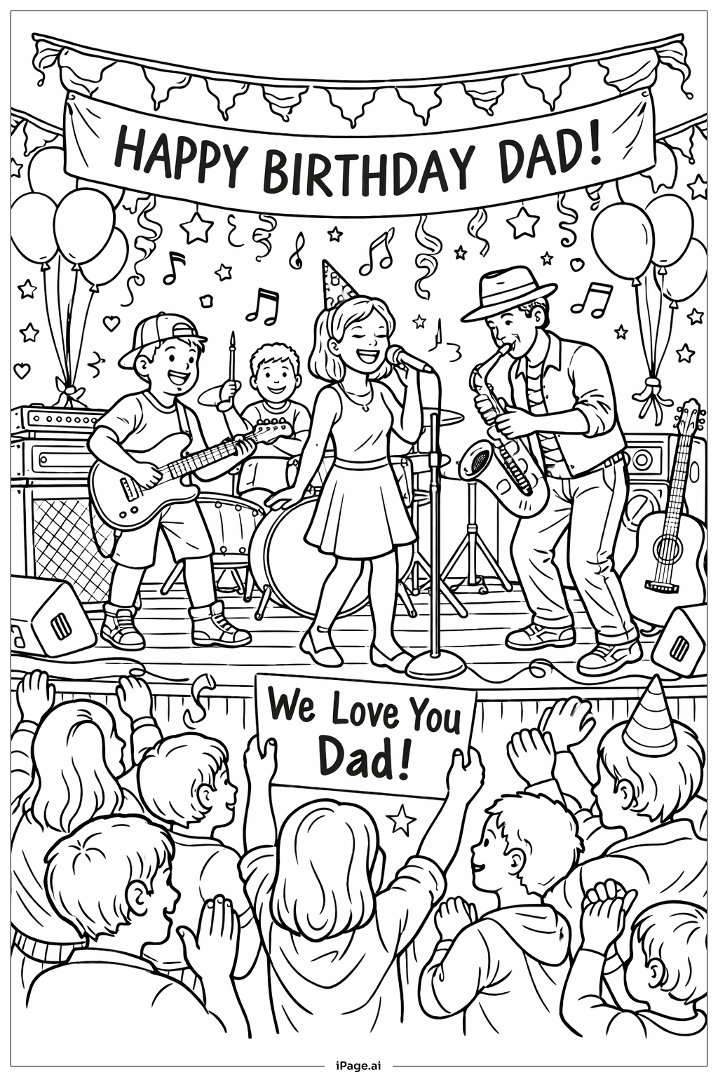 Cảnh biểu diễn âm nhạc chúc mừng sinh nhật ba