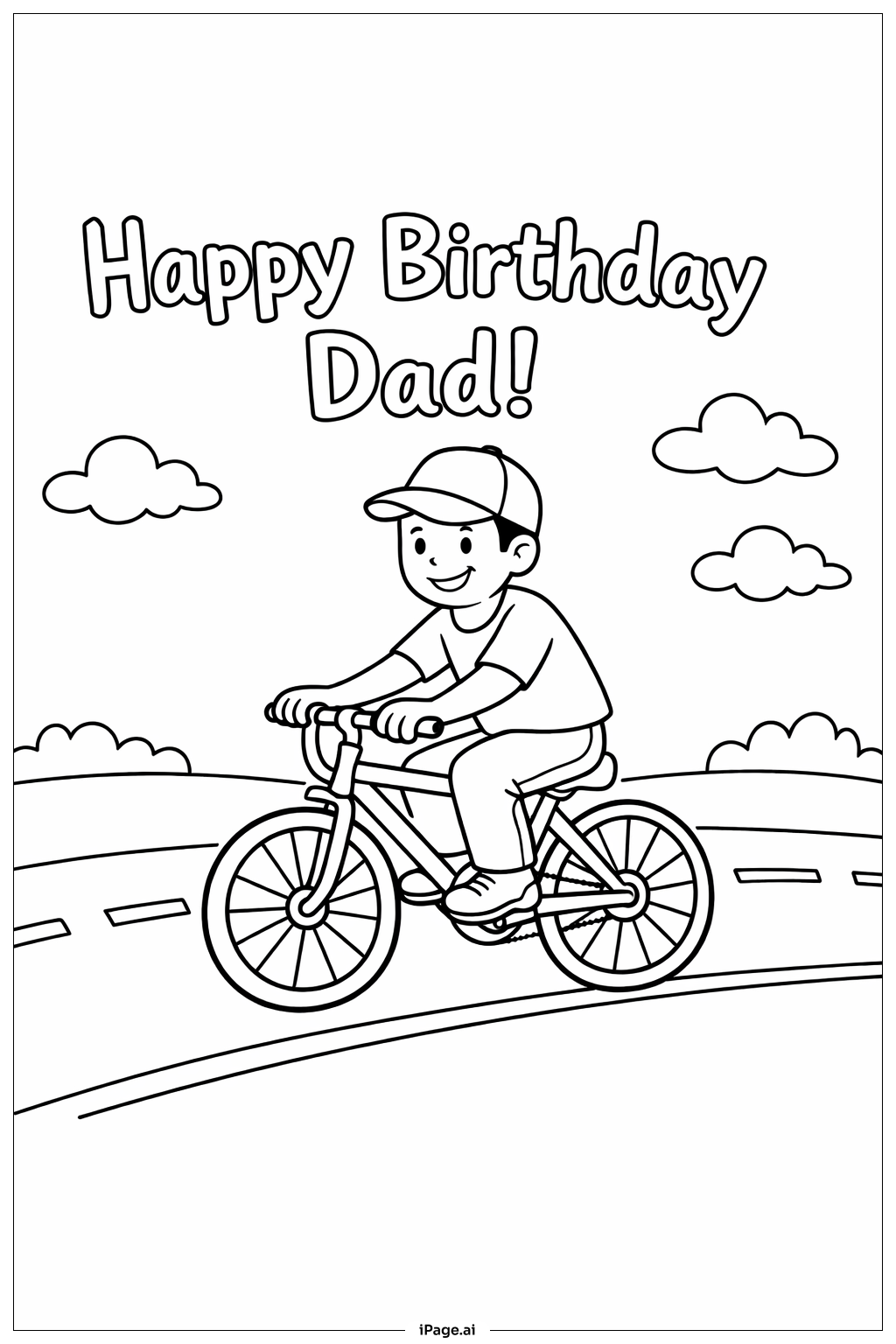  Trang tô màu Chúc Mừng Sinh Nhật Ba Đi Xe Đạp 