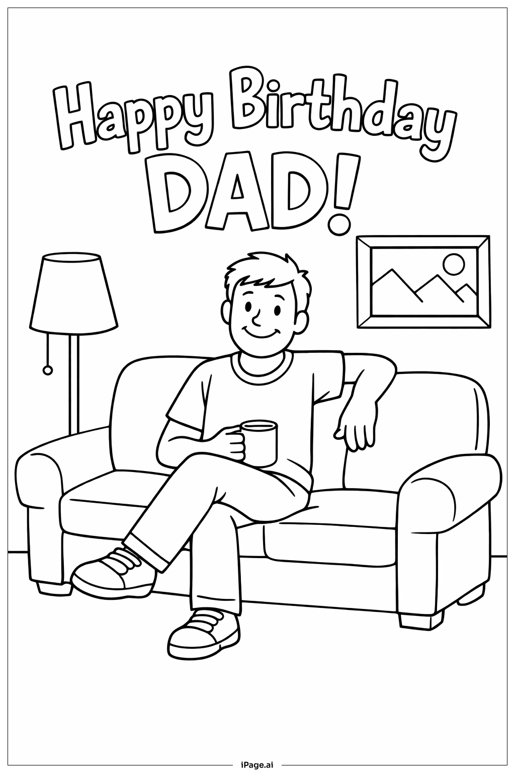  Trang tô màu Chúc Mừng Sinh Nhật Bố Trên Ghế Sofa 