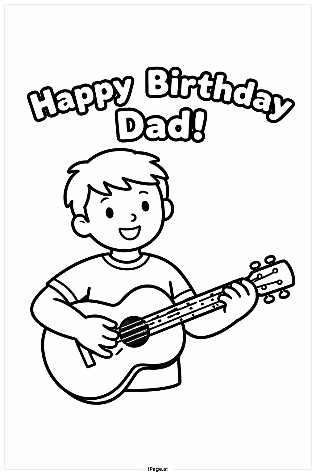  Trang tô màu Chúc Mừng Sinh Nhật Bố Đang Đánh Đàn Guitar 