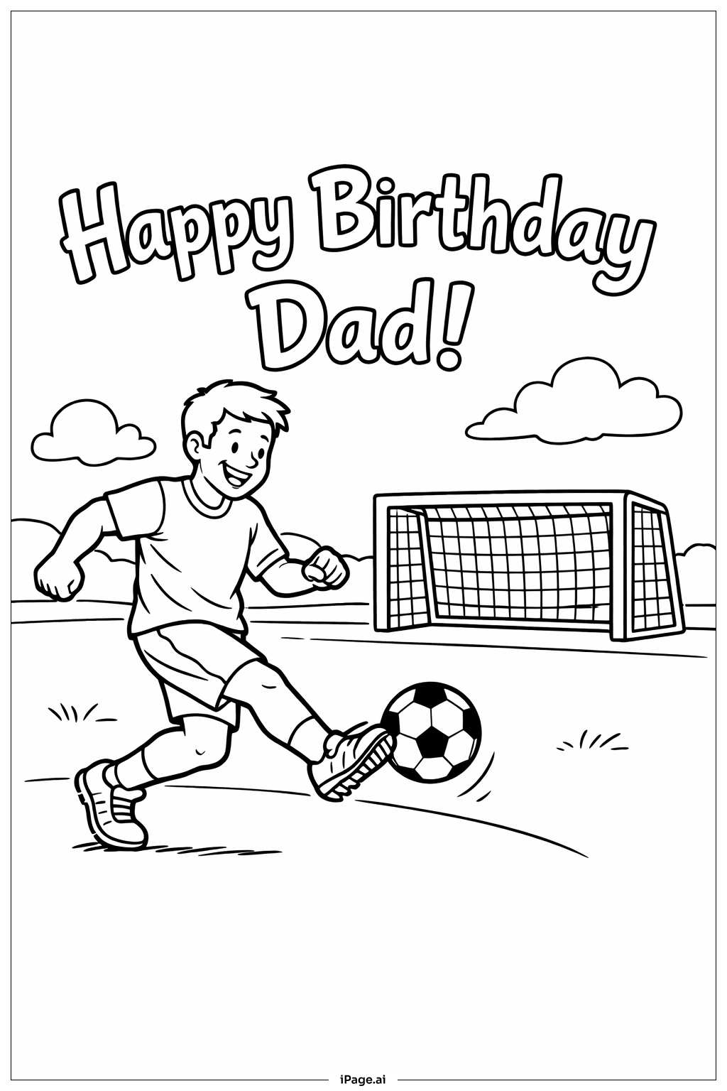  Trang tô màu Sinh Nhật Vui Về Cha Đang Chơi Bóng Đá 