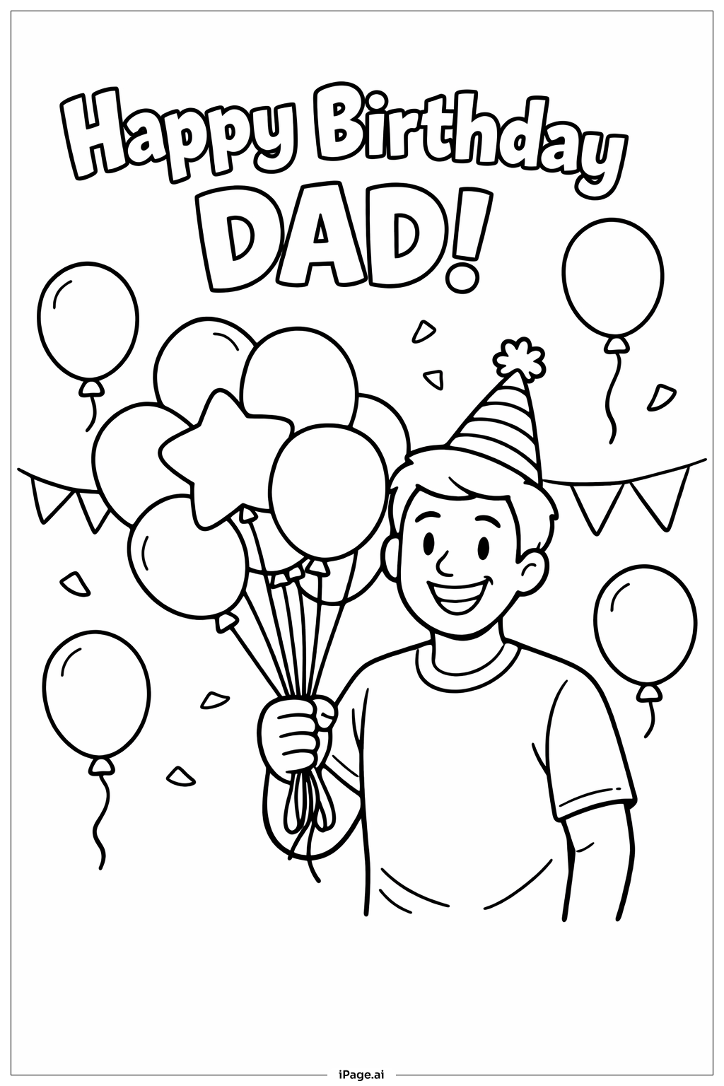  Trang tô màu Chúc Mừng Sinh Nhật Bố Với Bong Bóng 