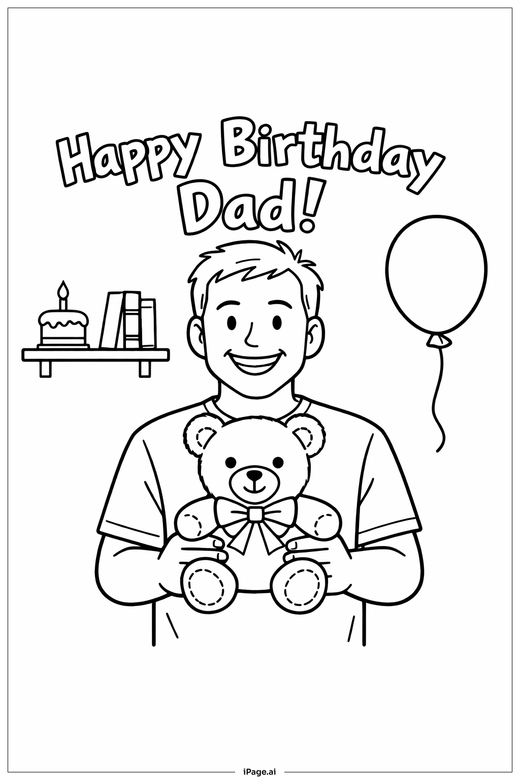  Trang tô màu Chúc Mừng Sinh Nhật Bố Cùng Gấu Bông 