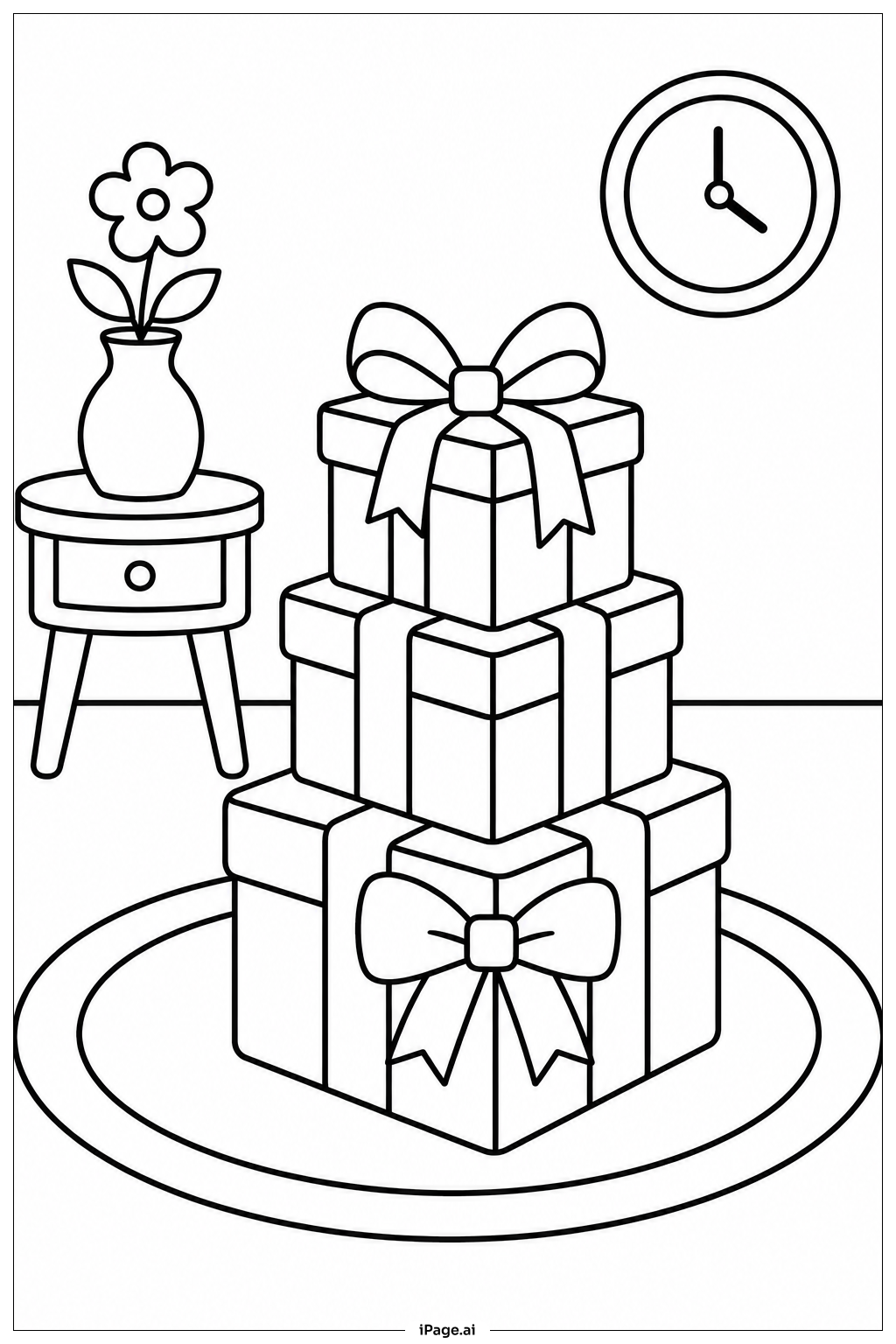  Happy Birthday Gift Stack Coloring Page 