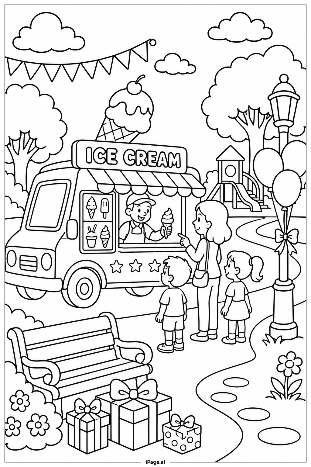  Happy Birthday Ice Cream Truck Ausmalseite 