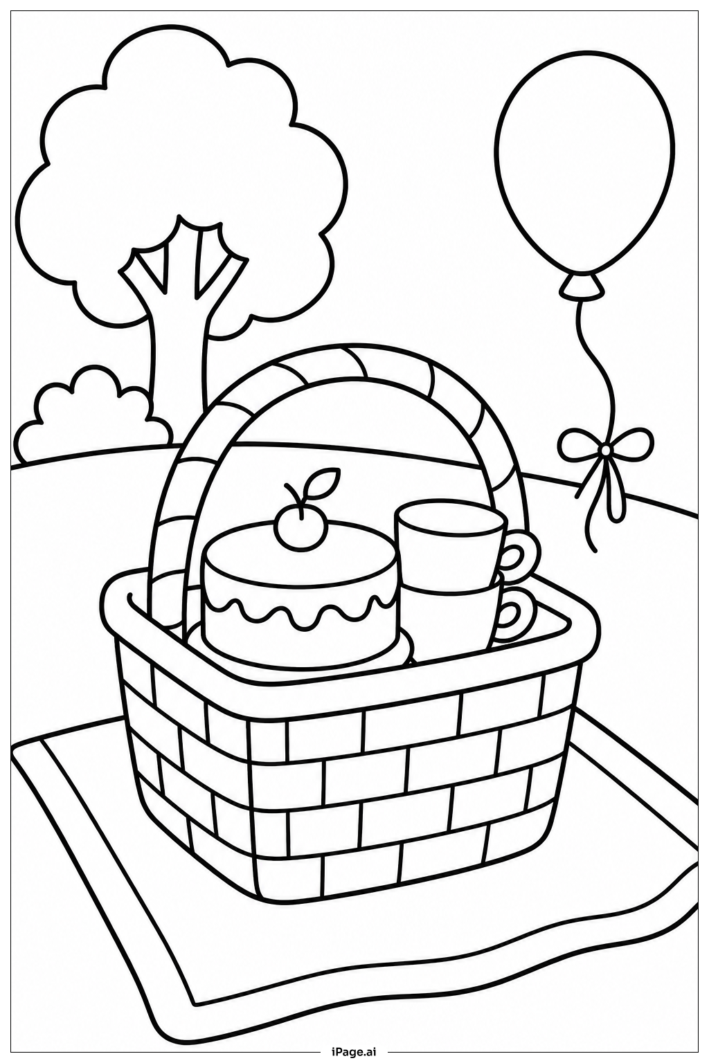  Happy Birthday Picnic Basket Coloring Page 