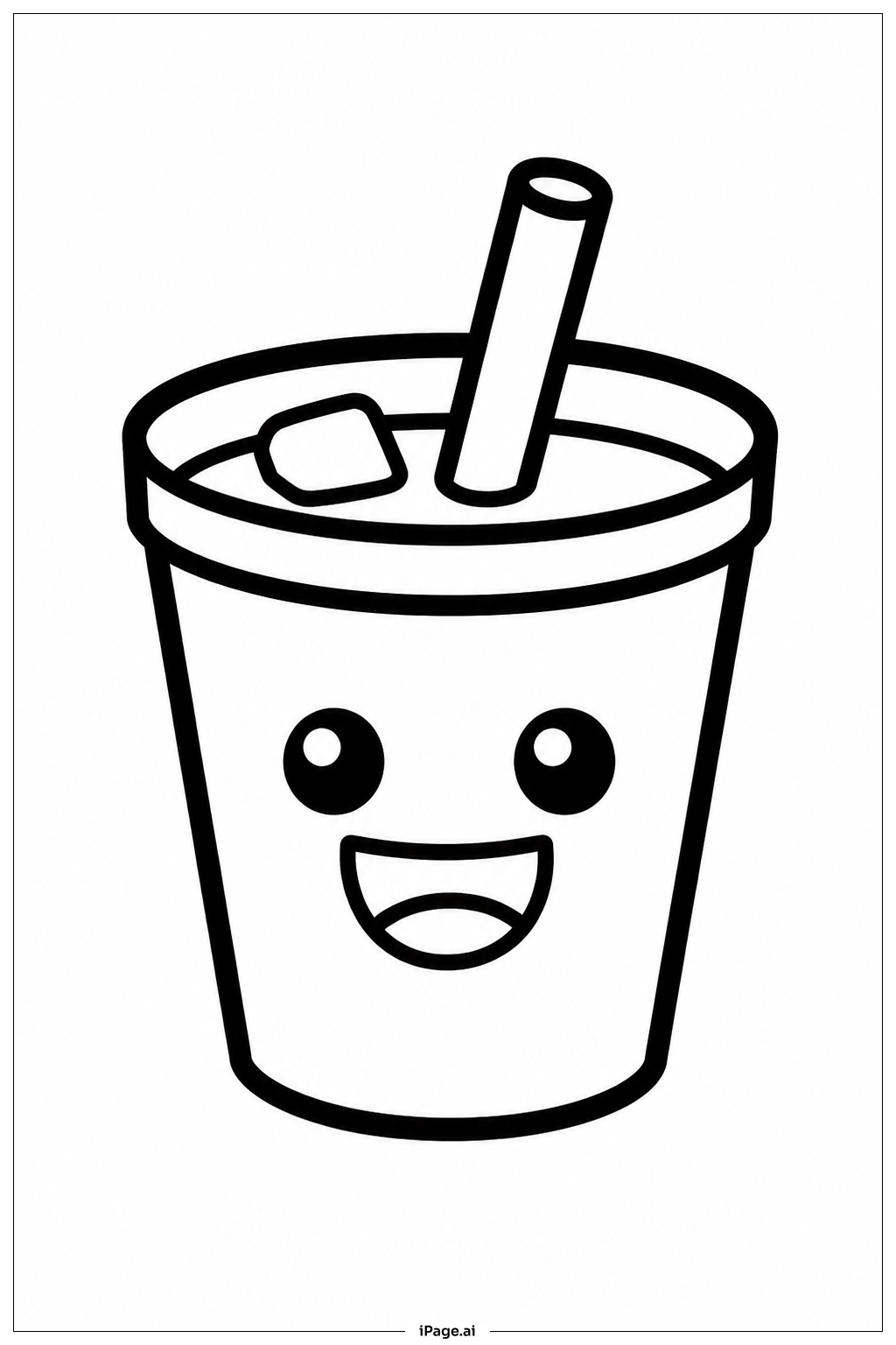  ハッピーバースデー笑顔のカップの塗り絵ページ 