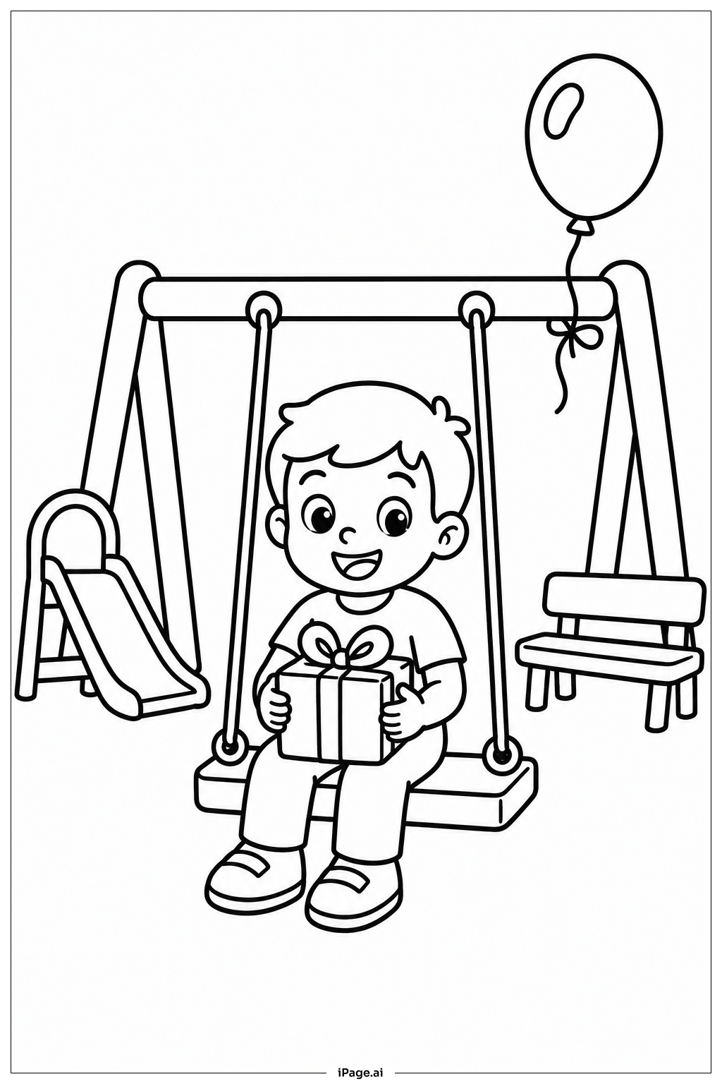  Happy Birthday Swing Party Coloring Page 