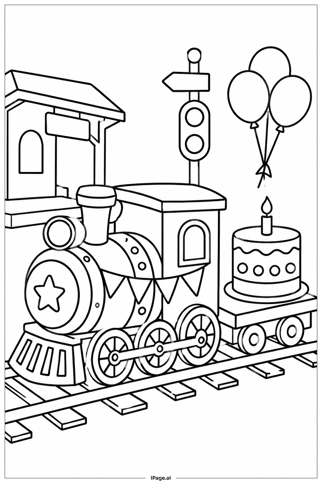  Happy Birthday Train Engine Coloring Page 