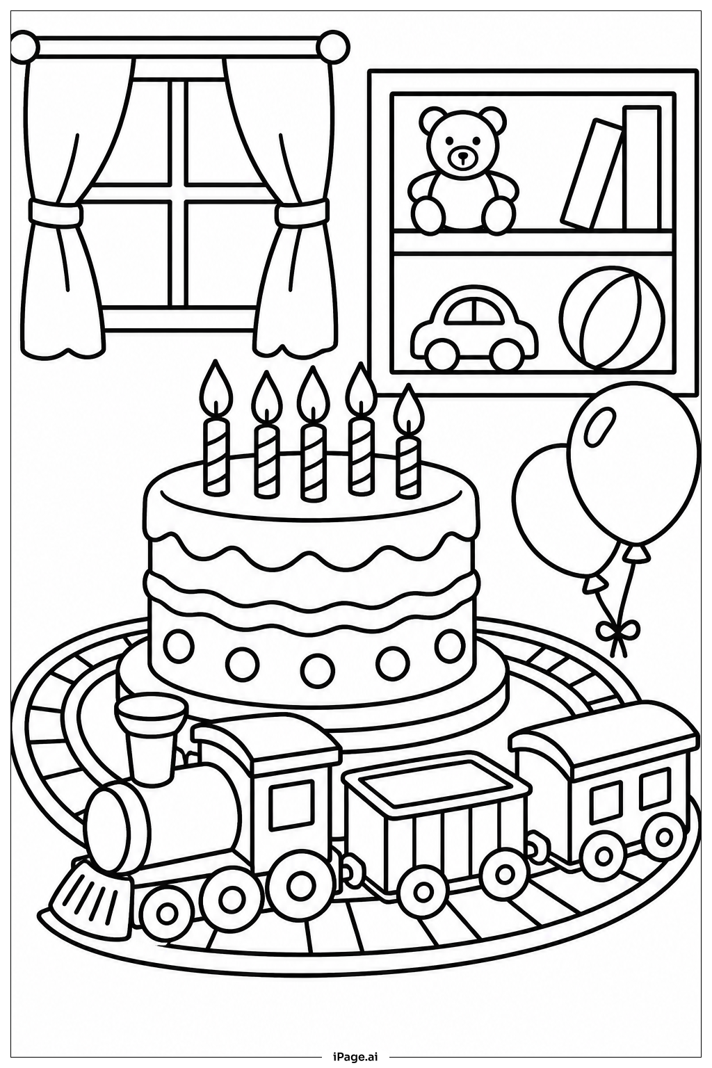  Happy Birthday Train Table Coloring Page 