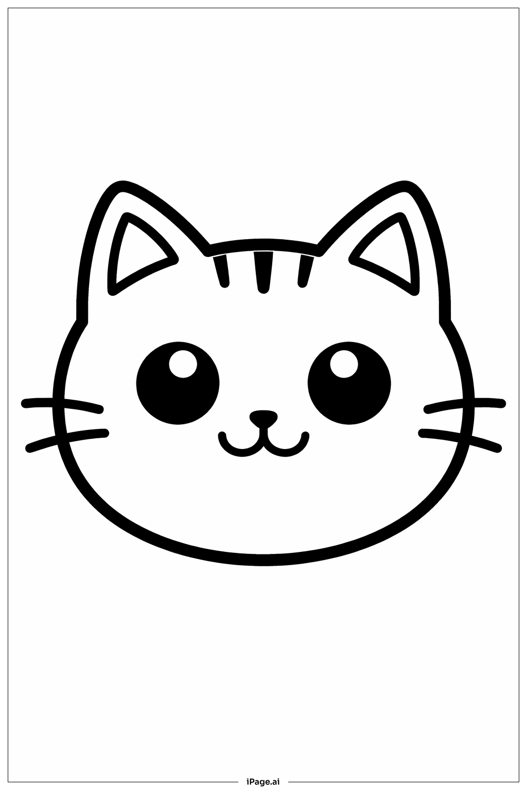  Happy Cat Face Coloring Page 