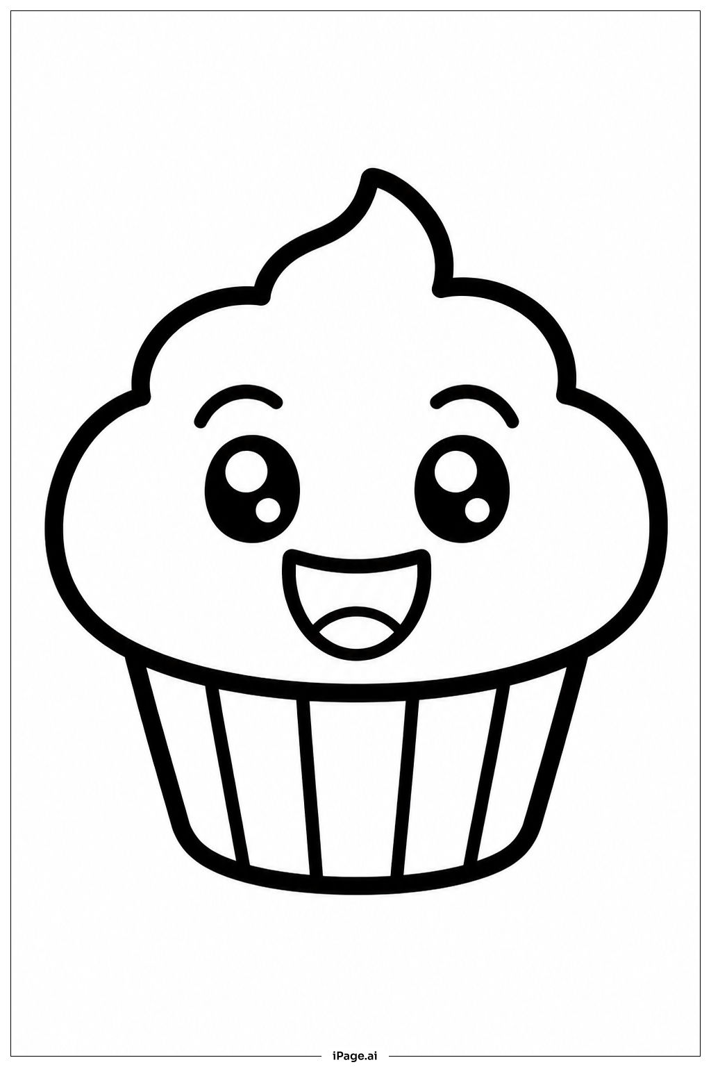 Página para colorear de Cara de Cupcake Feliz