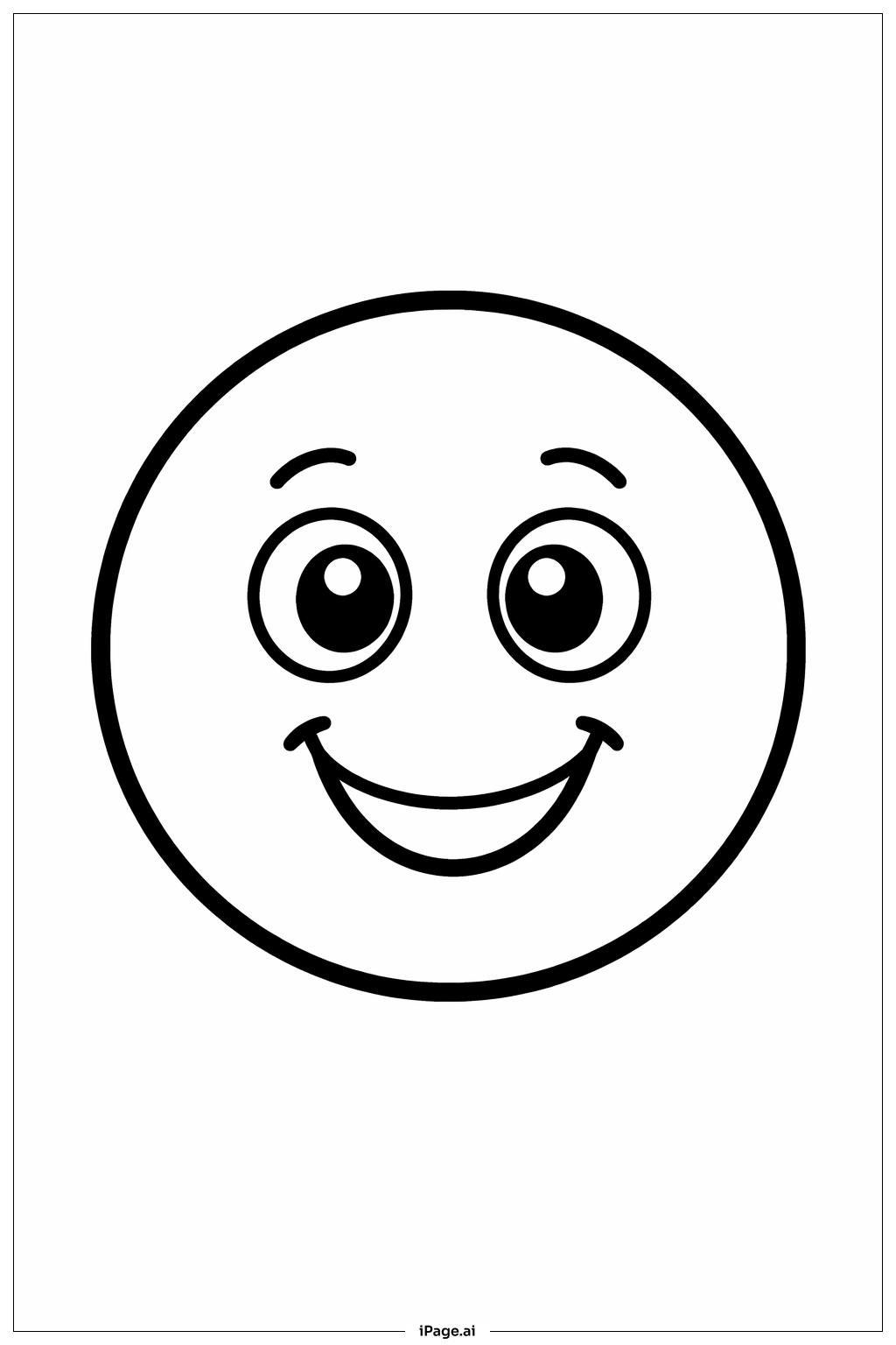  Page de coloriage Émoji Visage Heureux 
