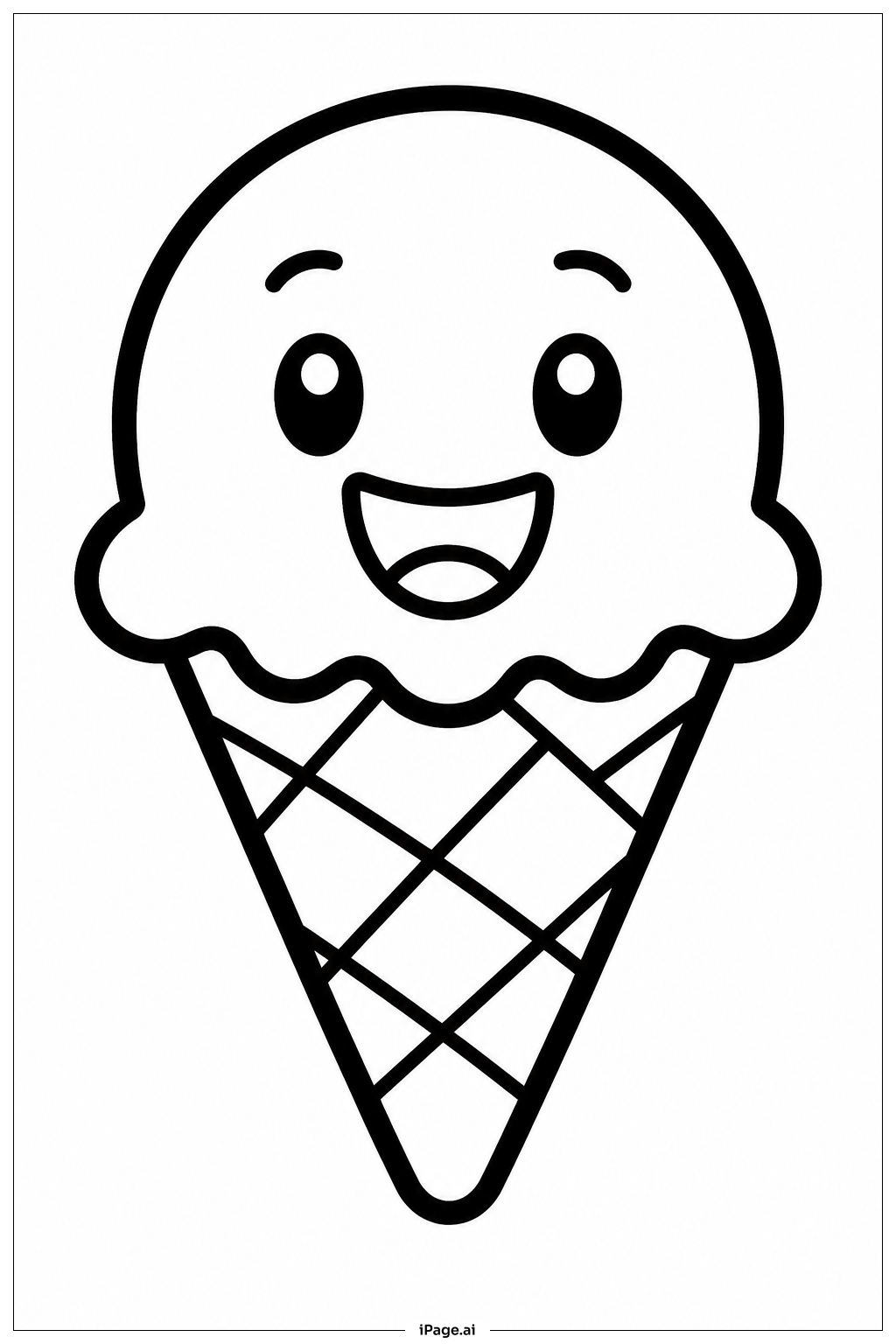  Happy Ice Cream Cone Coloring Page 