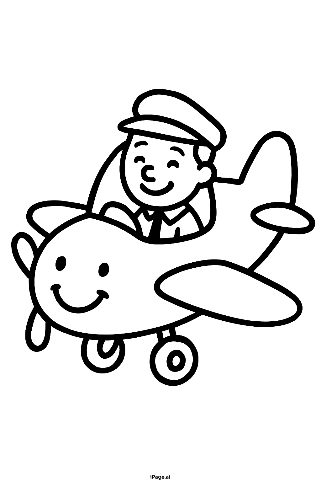  행복한 조종사 비행기 색칠공부 페이지 