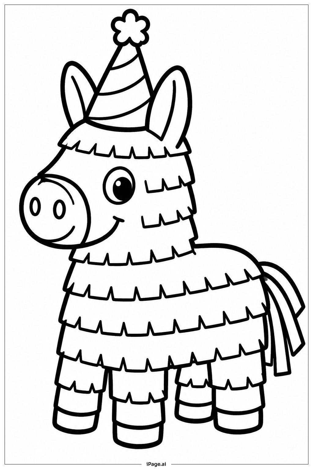 Página para colorear de Sombrero de fiesta de Pinata feliz