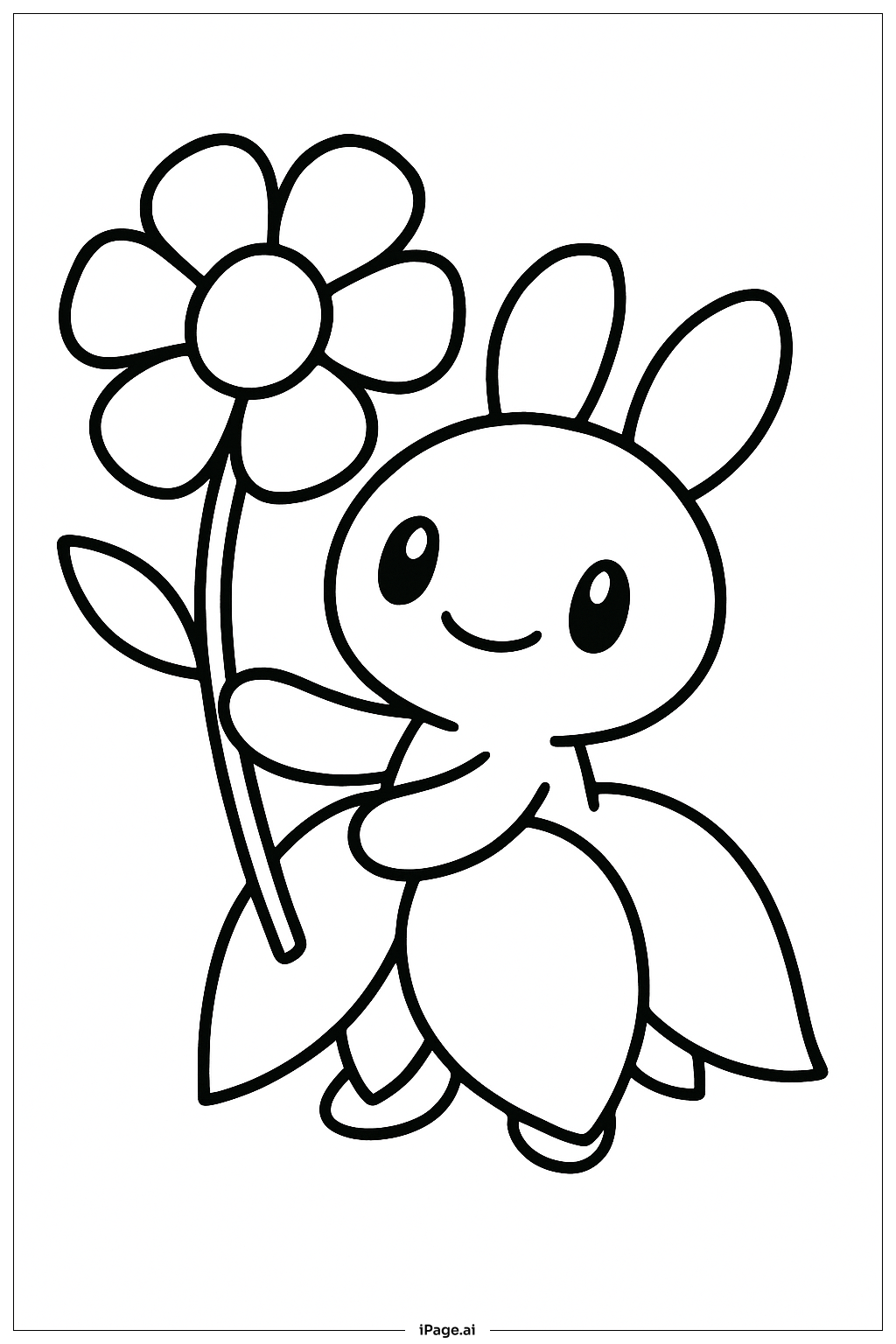  Happy Pokemon With Flower Coloring Page 