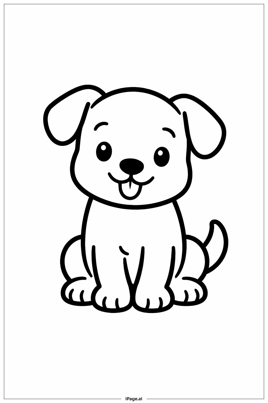 Happy Puppy Sitting Coloring Page