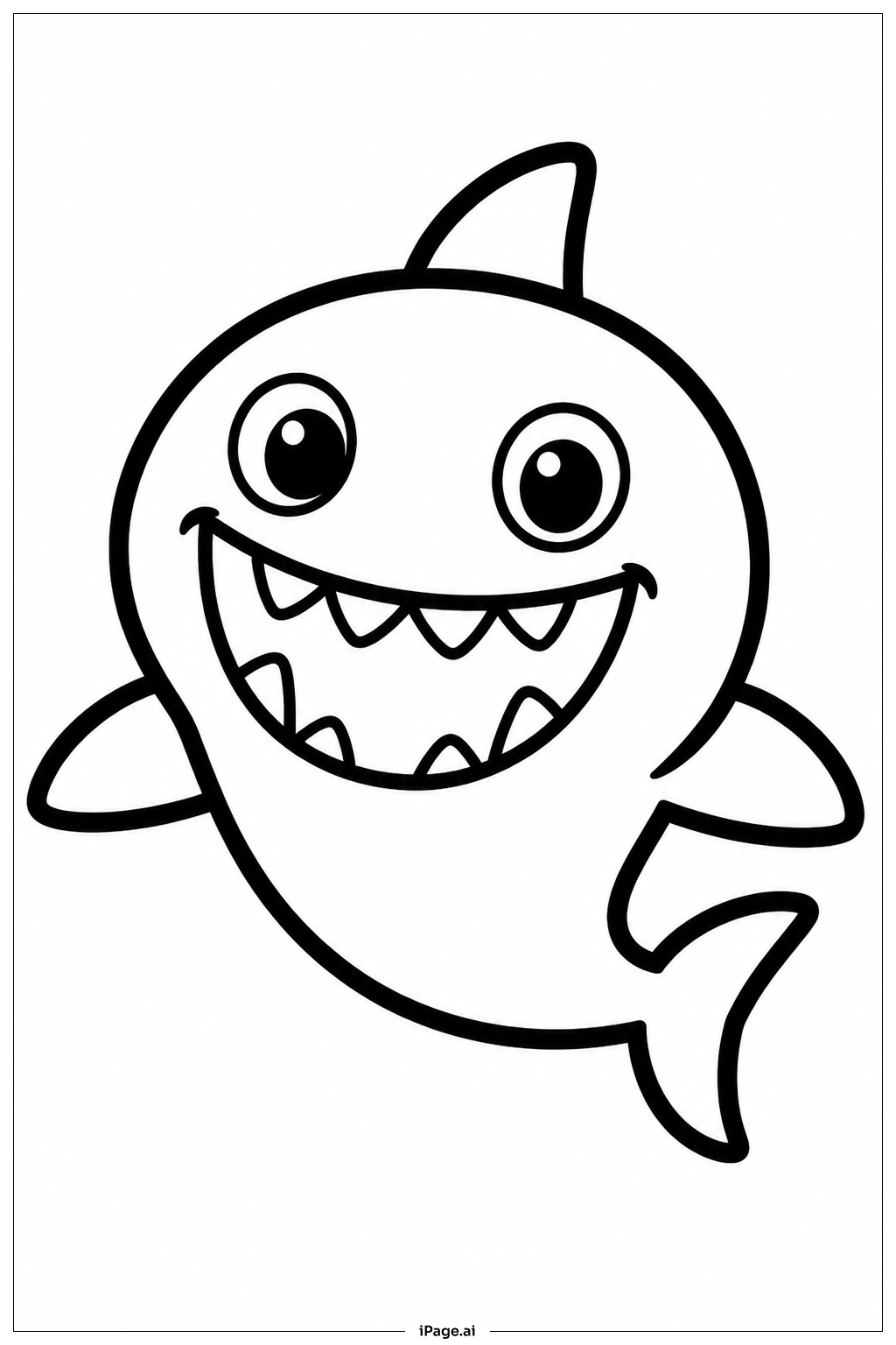 ハッピーザメの塗り絵ページ