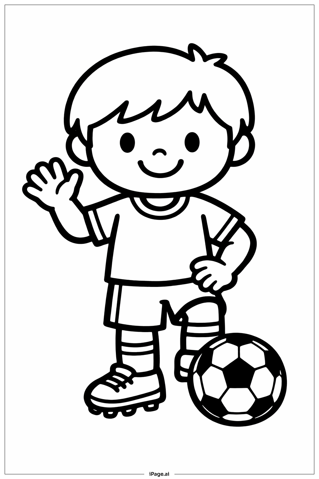  快樂的足球小將著色頁 