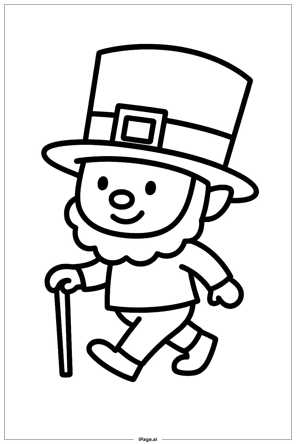  Page de coloriage Joyeuse Saint-Patrick Petit Lutin Mignon qui Marche 