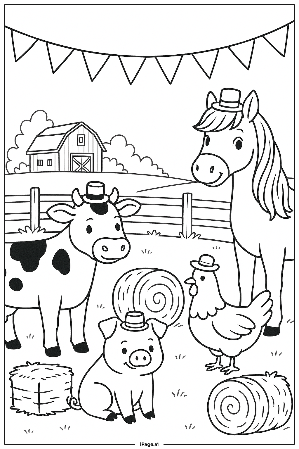  Happy St Patrick's Day Farmyard Celebration Coloring Page 