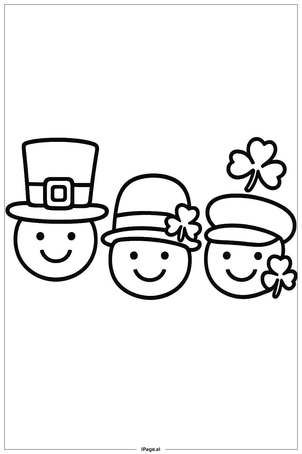  快乐圣帕特里克节快乐帽子游行填色页 