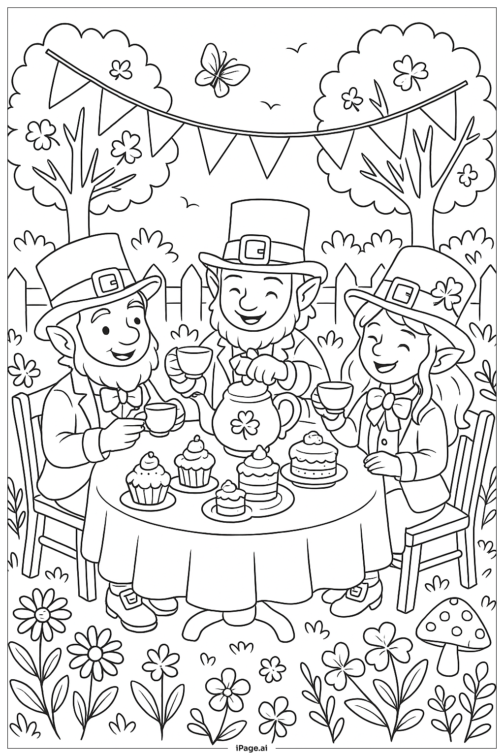  Happy St Patrick's Day Leprechaun Tea Party Coloring Page 