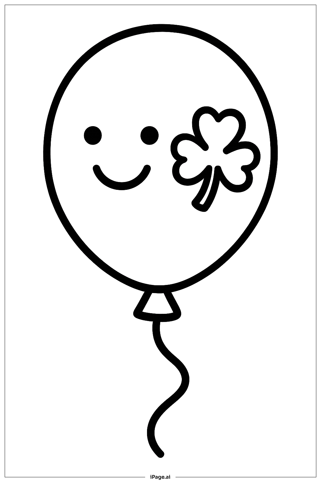  Página para colorear de Feliz Día de San Patricio Globo de la Suerte 