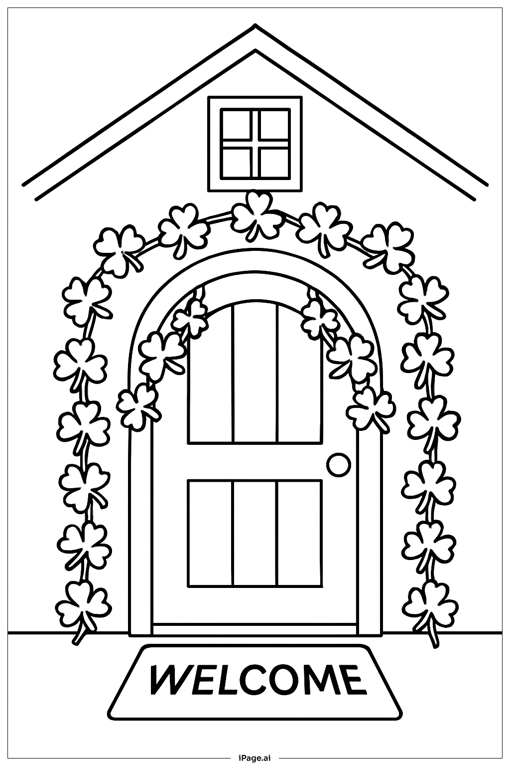  快乐的圣帕特里克节幸运门口填色页 