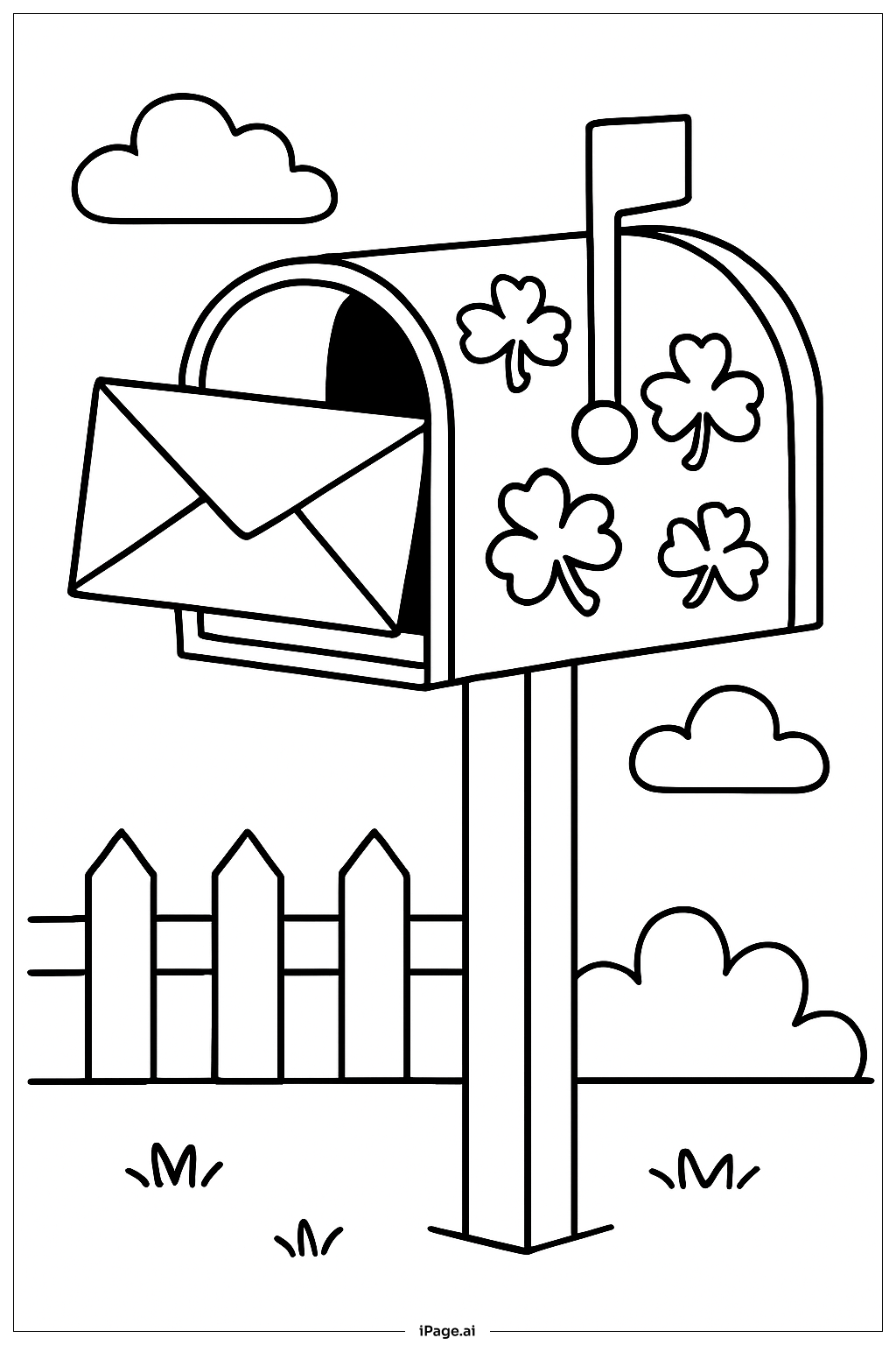  Happy St Patrick's Day Lucky Mailbox Coloring Page 