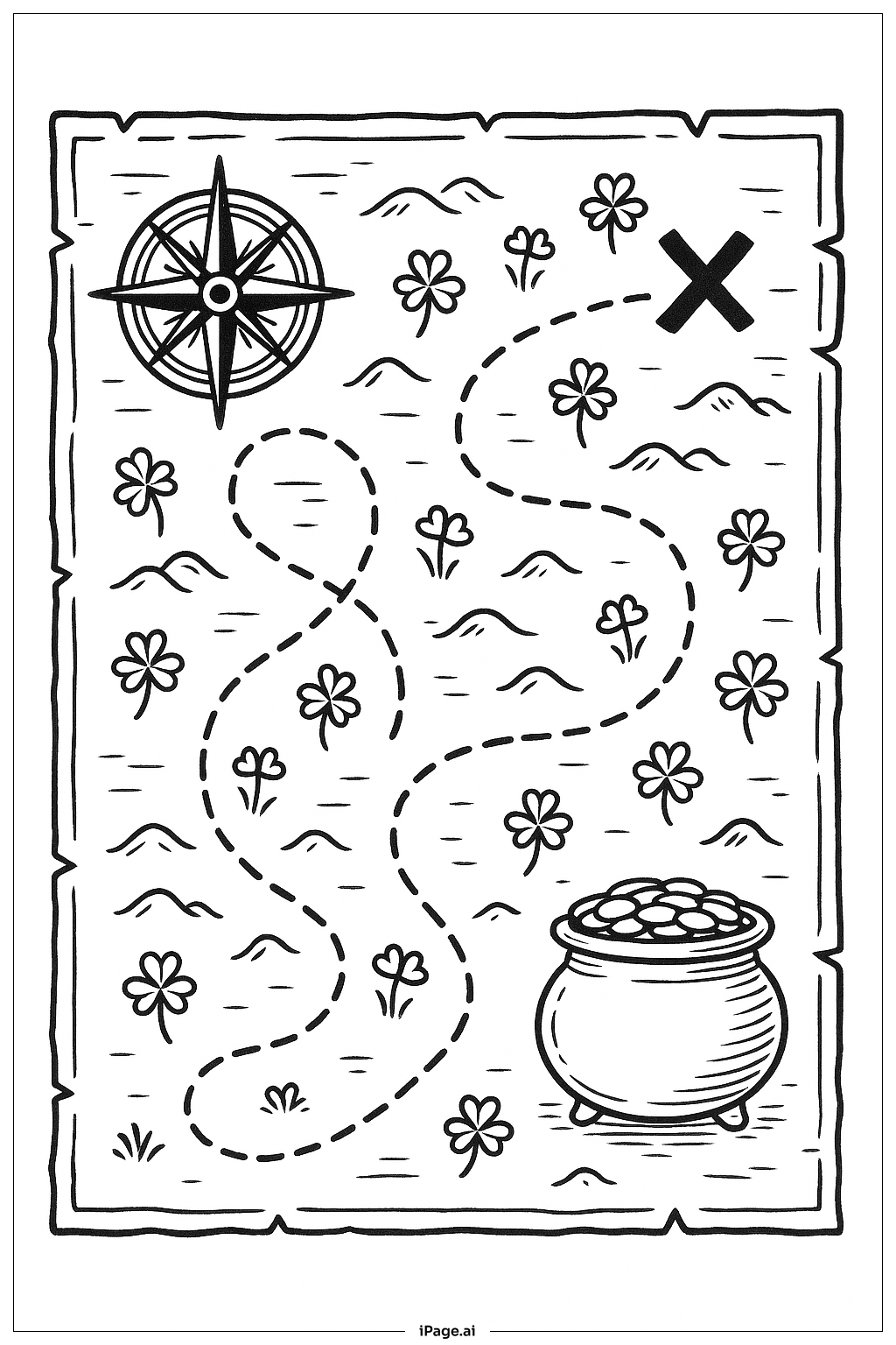  Happy St Patrick's Day Old Map With Symbols Coloring Page 