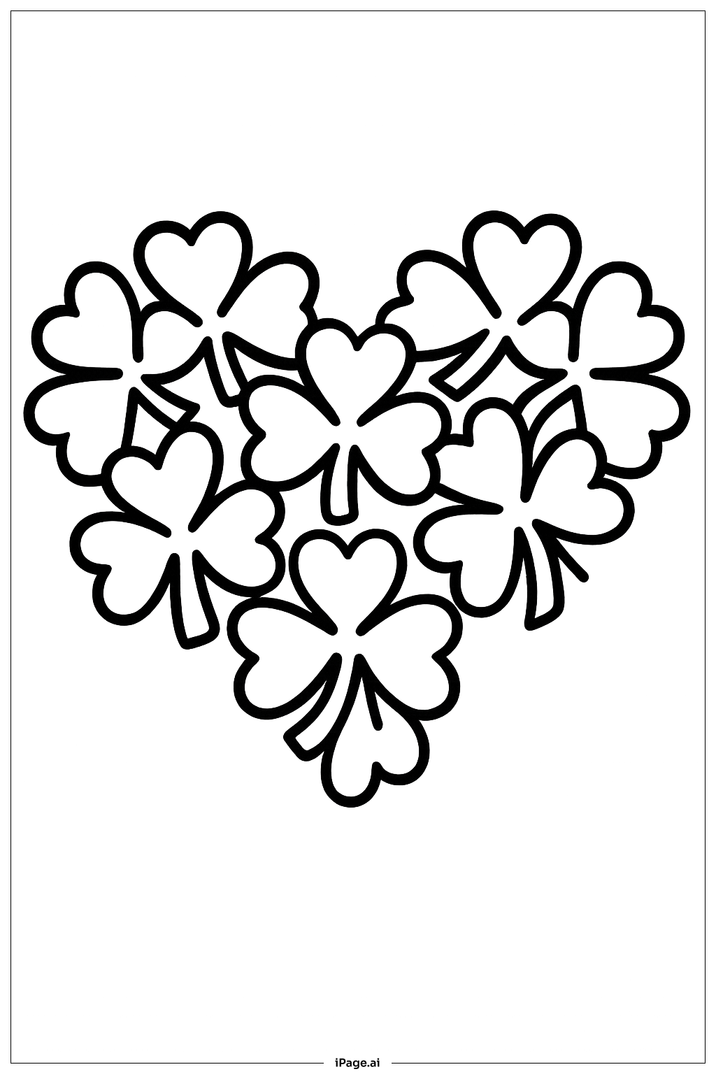  Fröhlichen St. Patrick's Day Kleeblatt-Herz Ausmalseite 