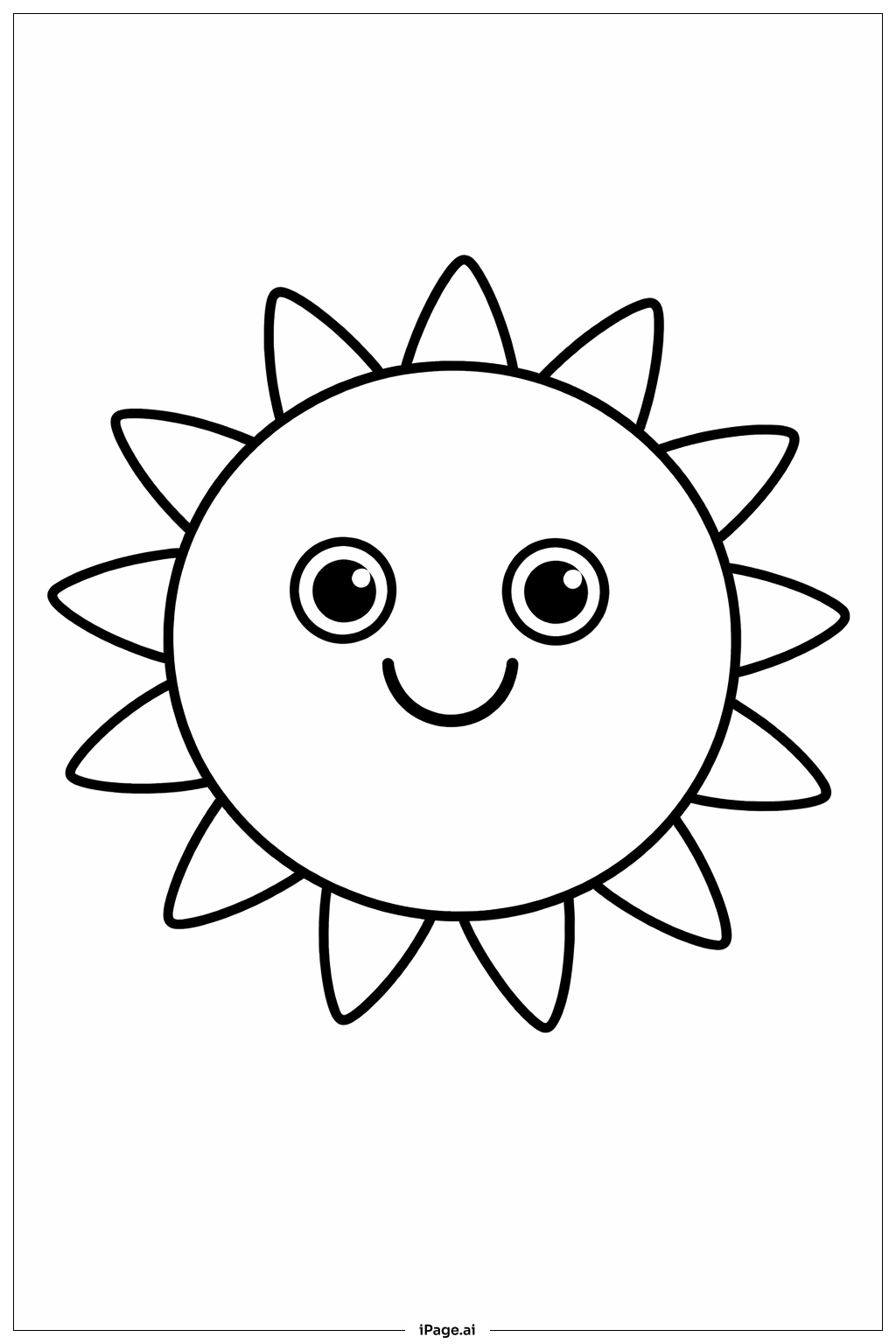  Page de coloriage Visage de Soleil Heureux 