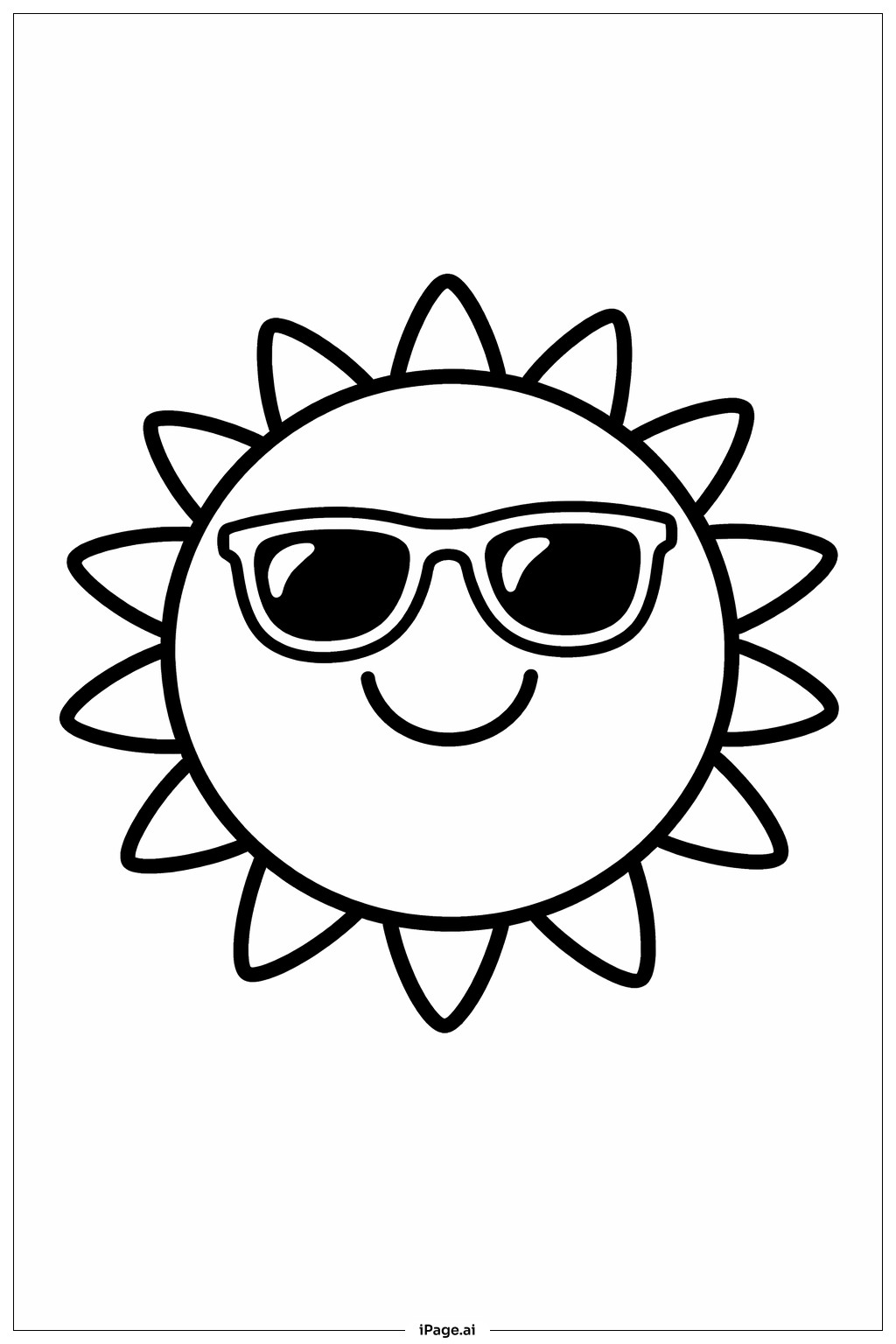  Page de coloriage Soleil Joyeux avec des Lunettes de Soleil 