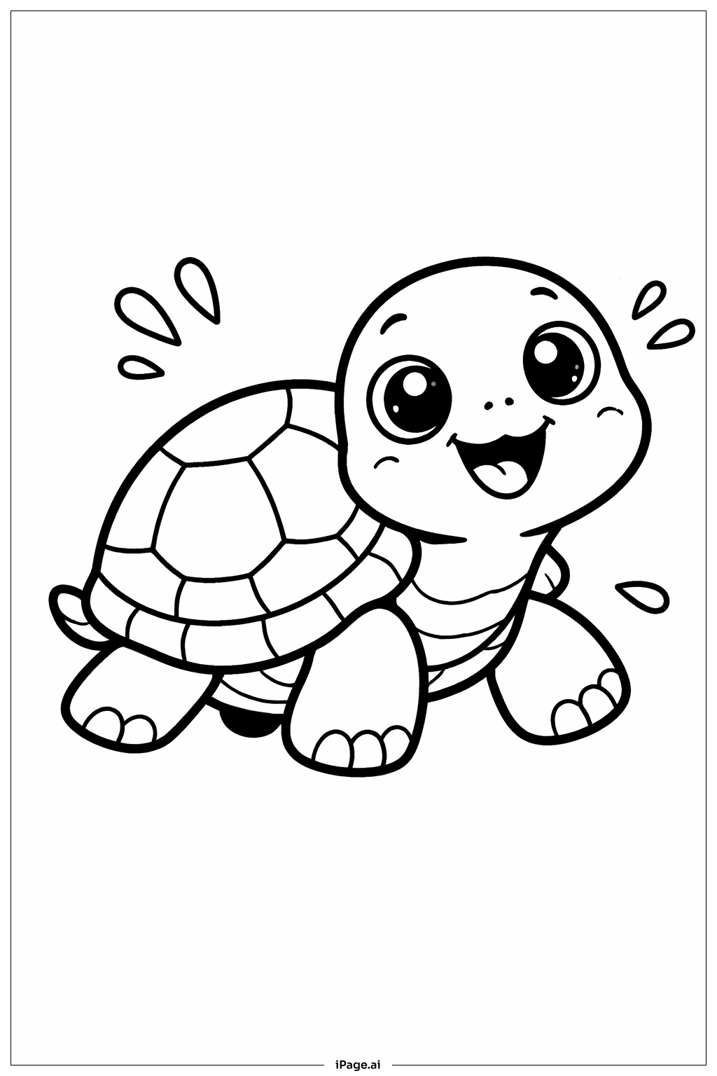 快乐的小乌龟嬉水填色页