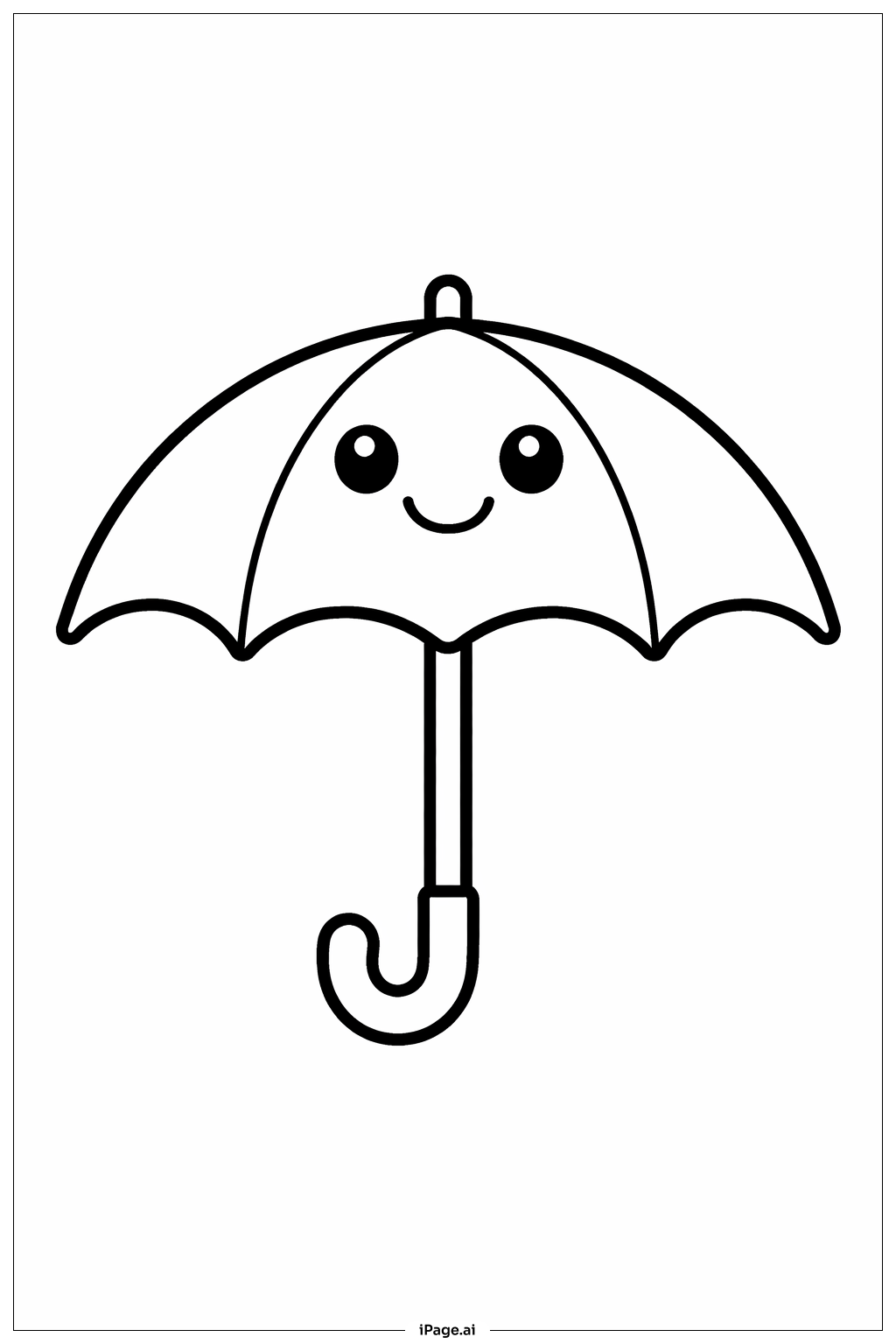  Fröhlicher Regenschirm mit Gesicht Ausmalseite 