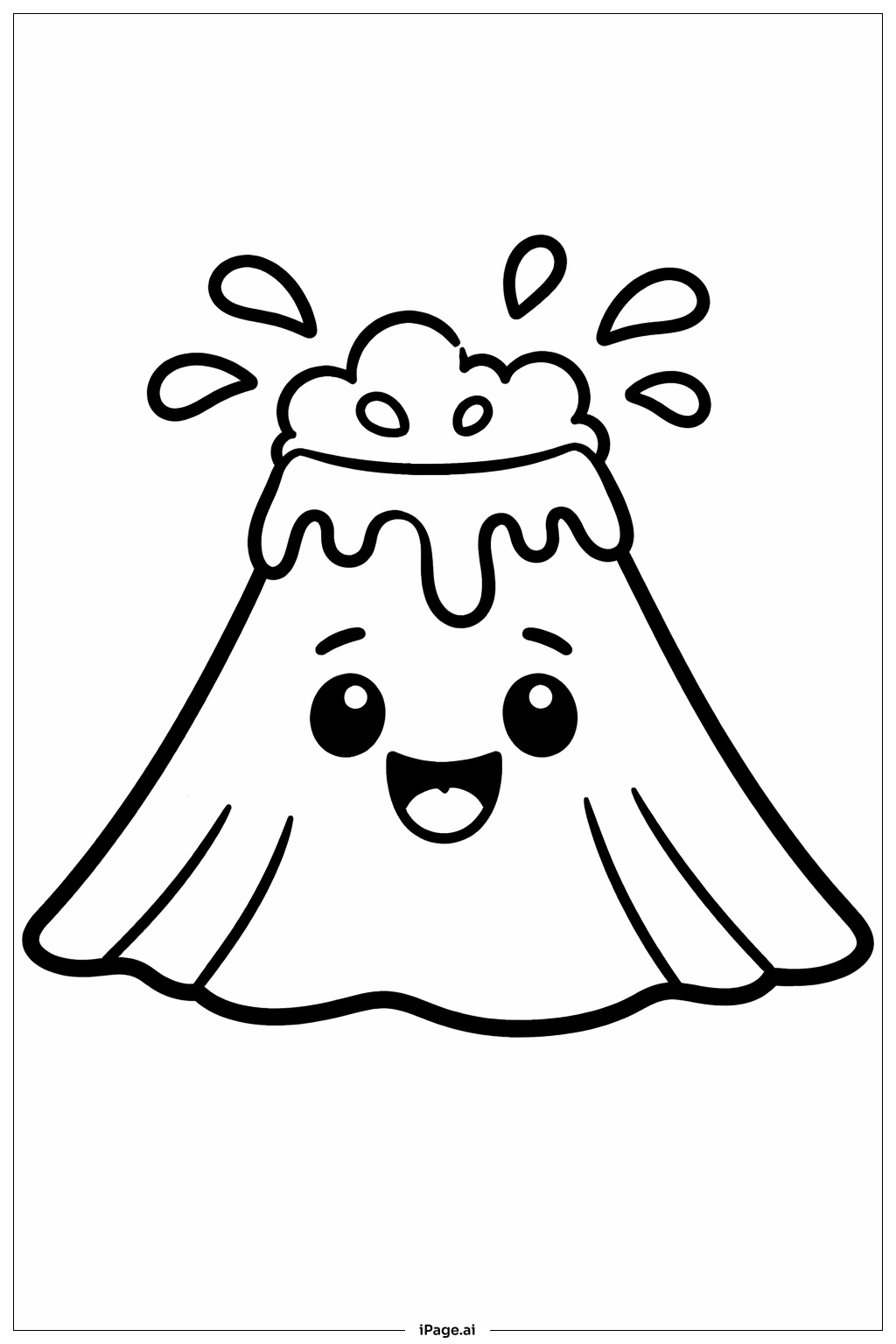  快乐火山脸填色页 