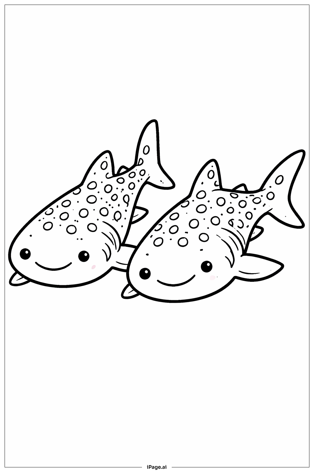  행복한 고래상어 듀오 색칠공부 페이지 