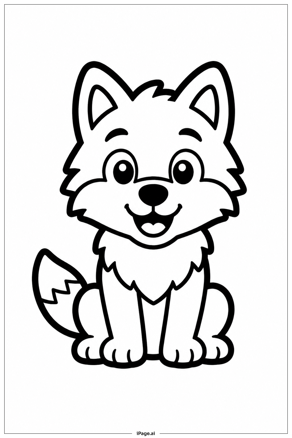 Happy Wolf Cub Coloring Page