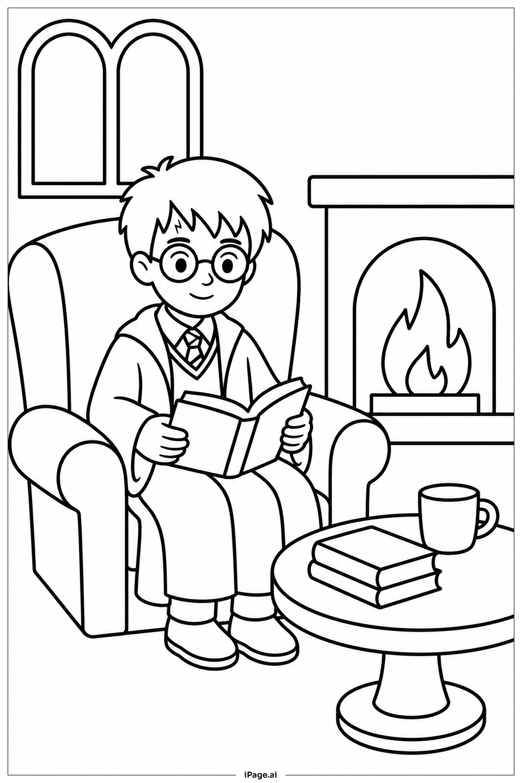  Página para colorear de Harry Potter En La Sala Común 